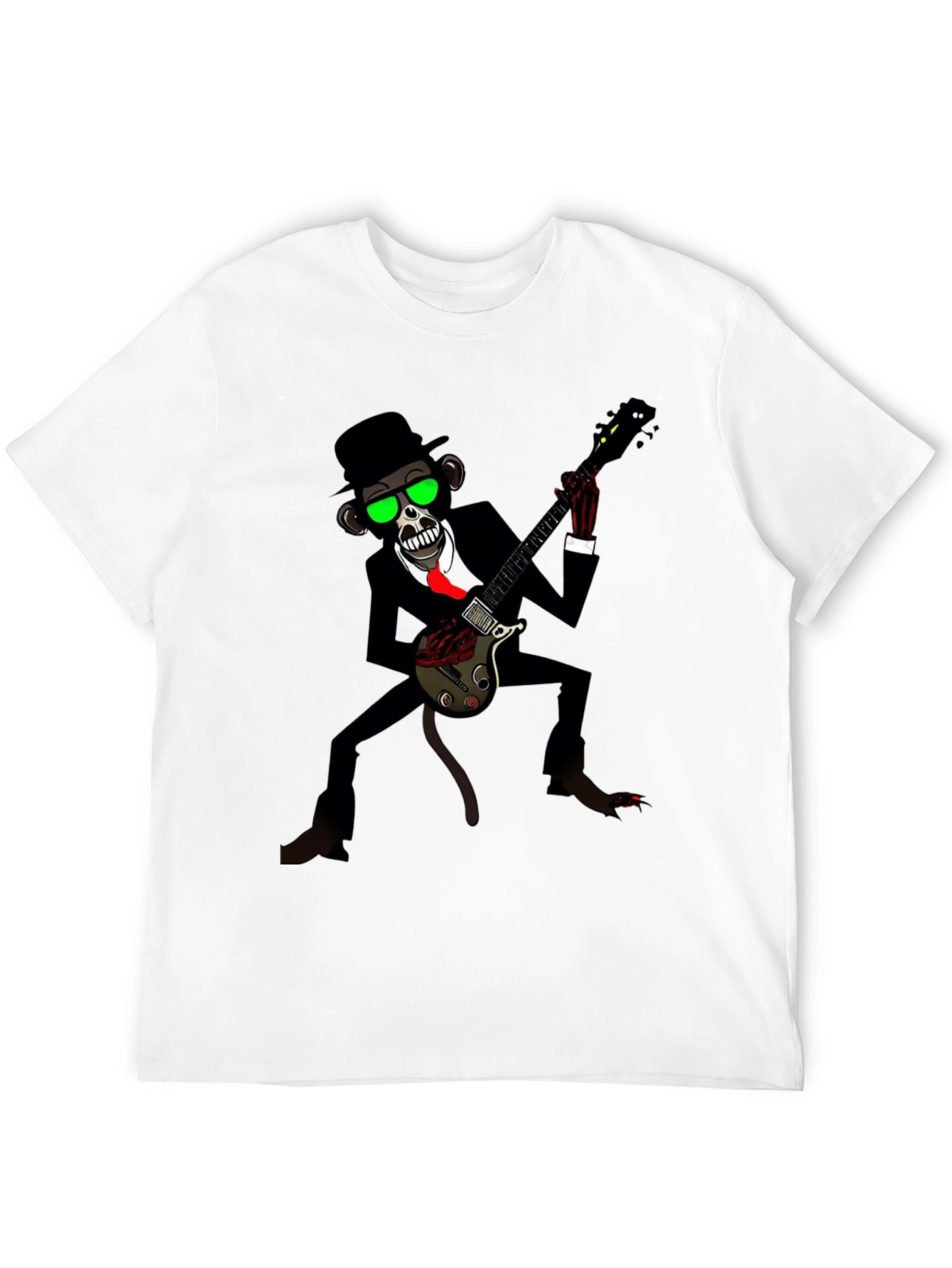 Black Cool Monkey Guitarist Graphic Tee view 12