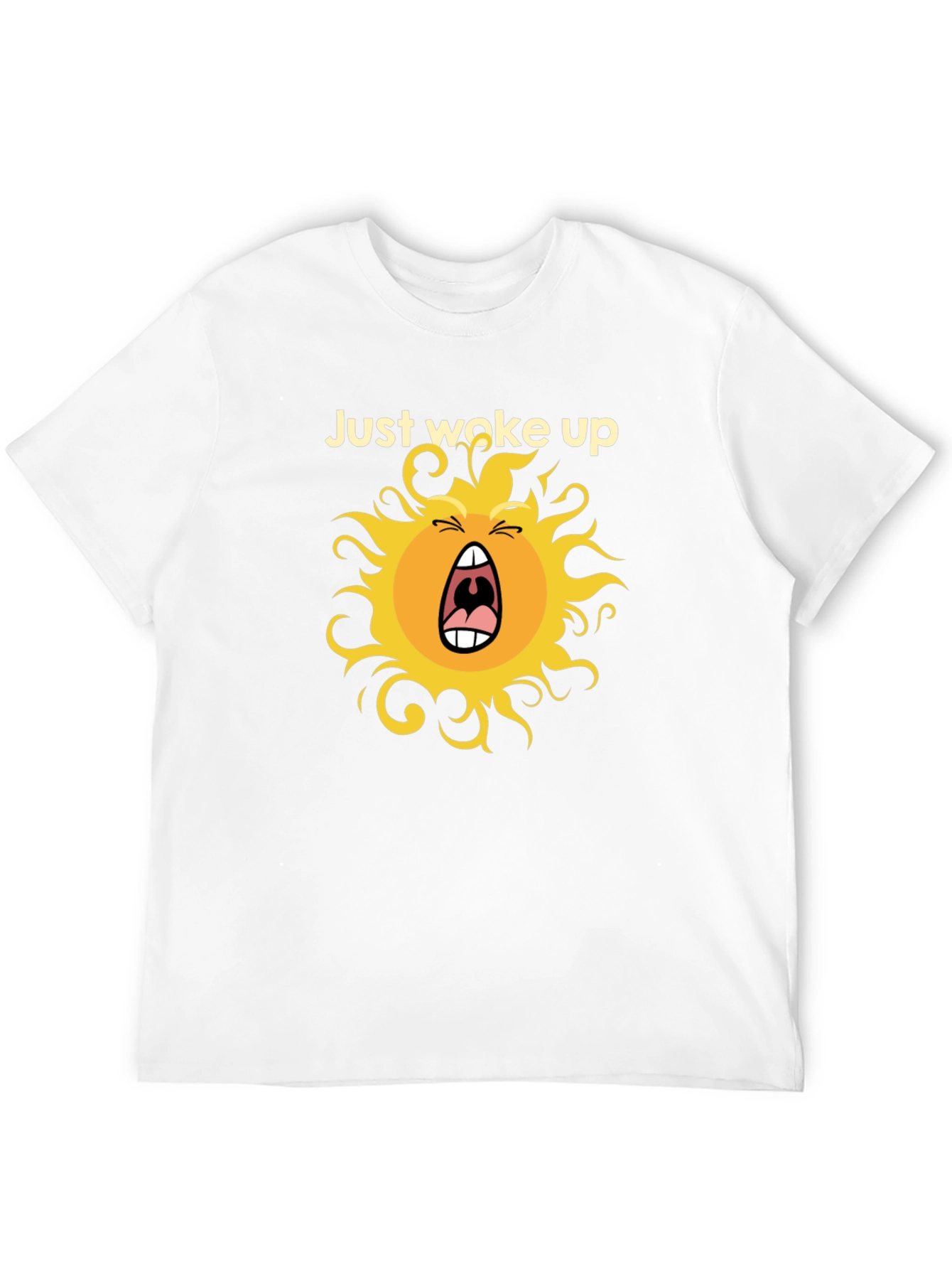 Black Funny "Just Woke Up" Sun Graphic Black T-Shirt view 12