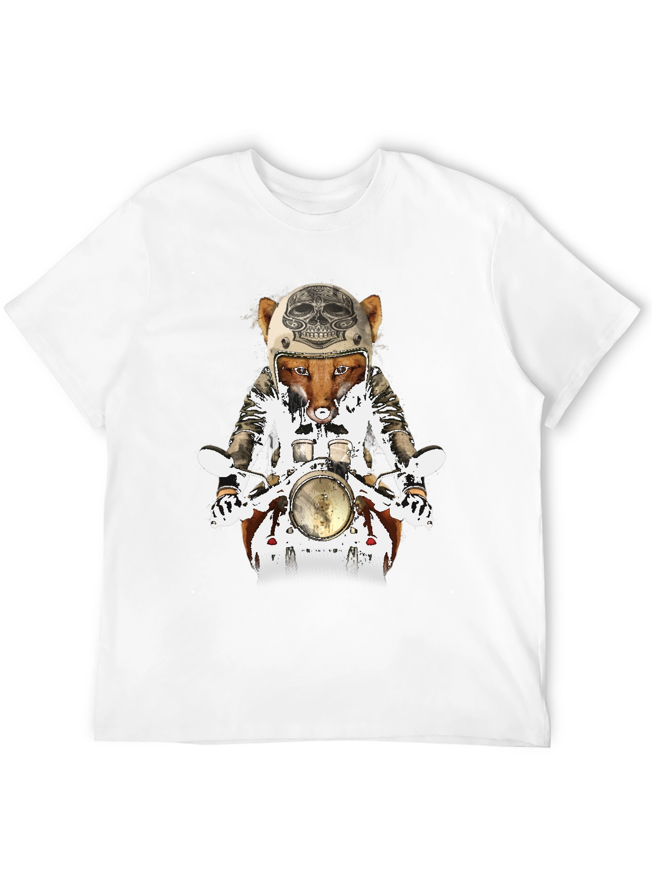 Black Fox on Motorcycle Graphic Tee view 12