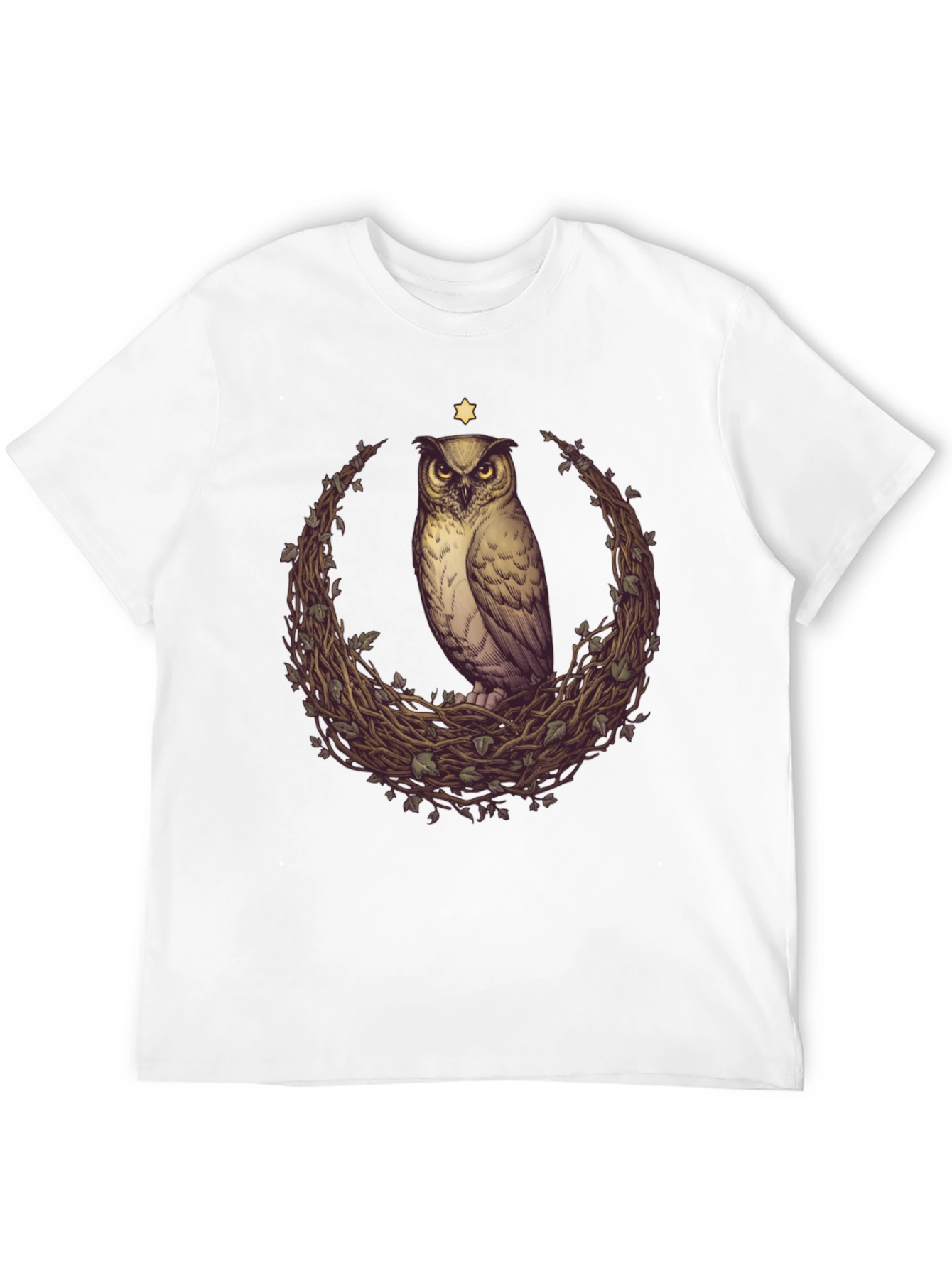 Black Owl & Star Graphic Tee - Unisex Black T-Shirt view 12
