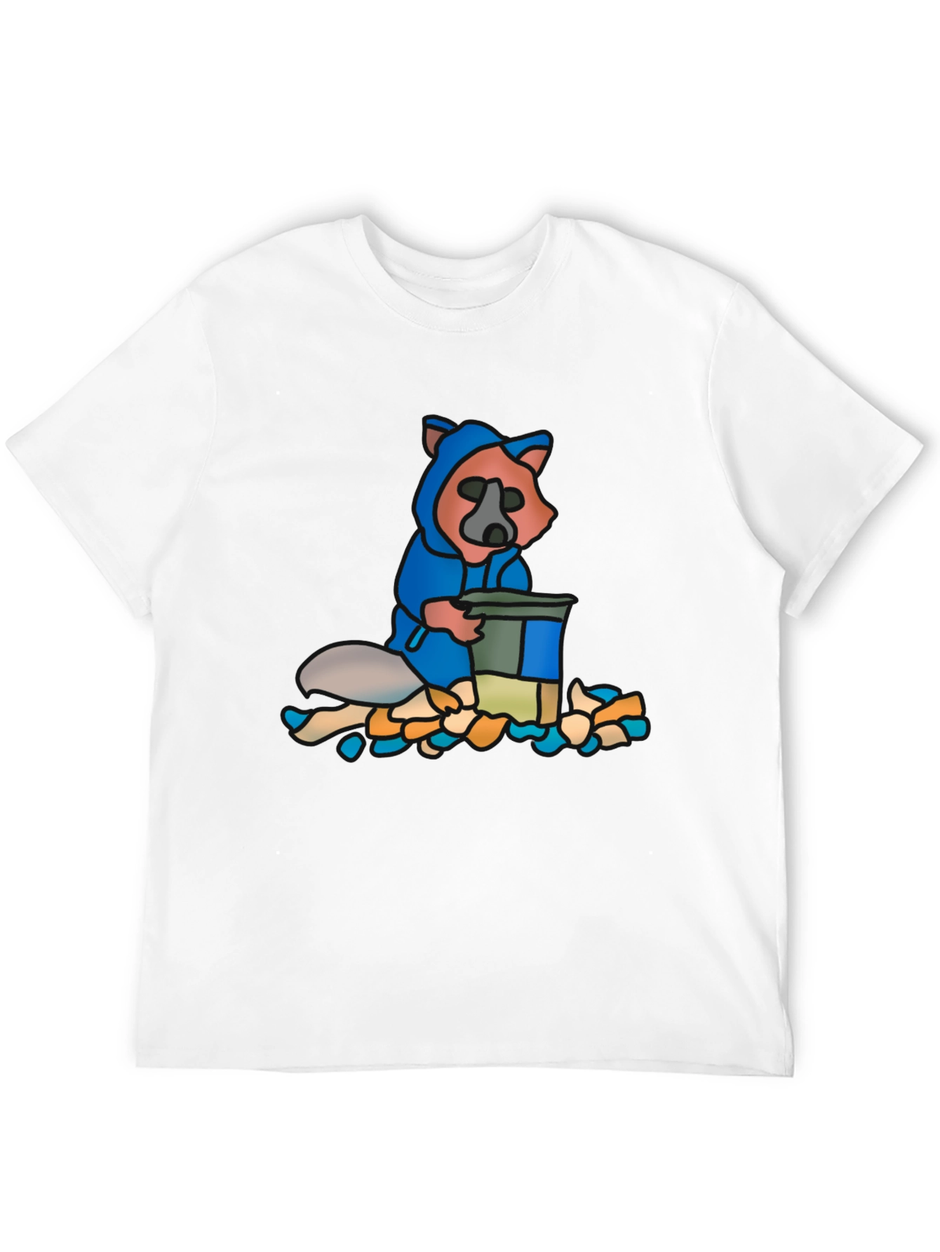 Black Raccoon Hoodie T-Shirt - Cartoon Graphic view 12