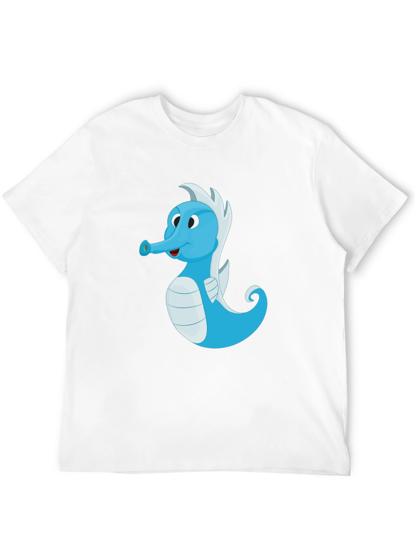 Black Cute Blue Seahorse Graphic Tee - Unisex Black T-Shirt view 12