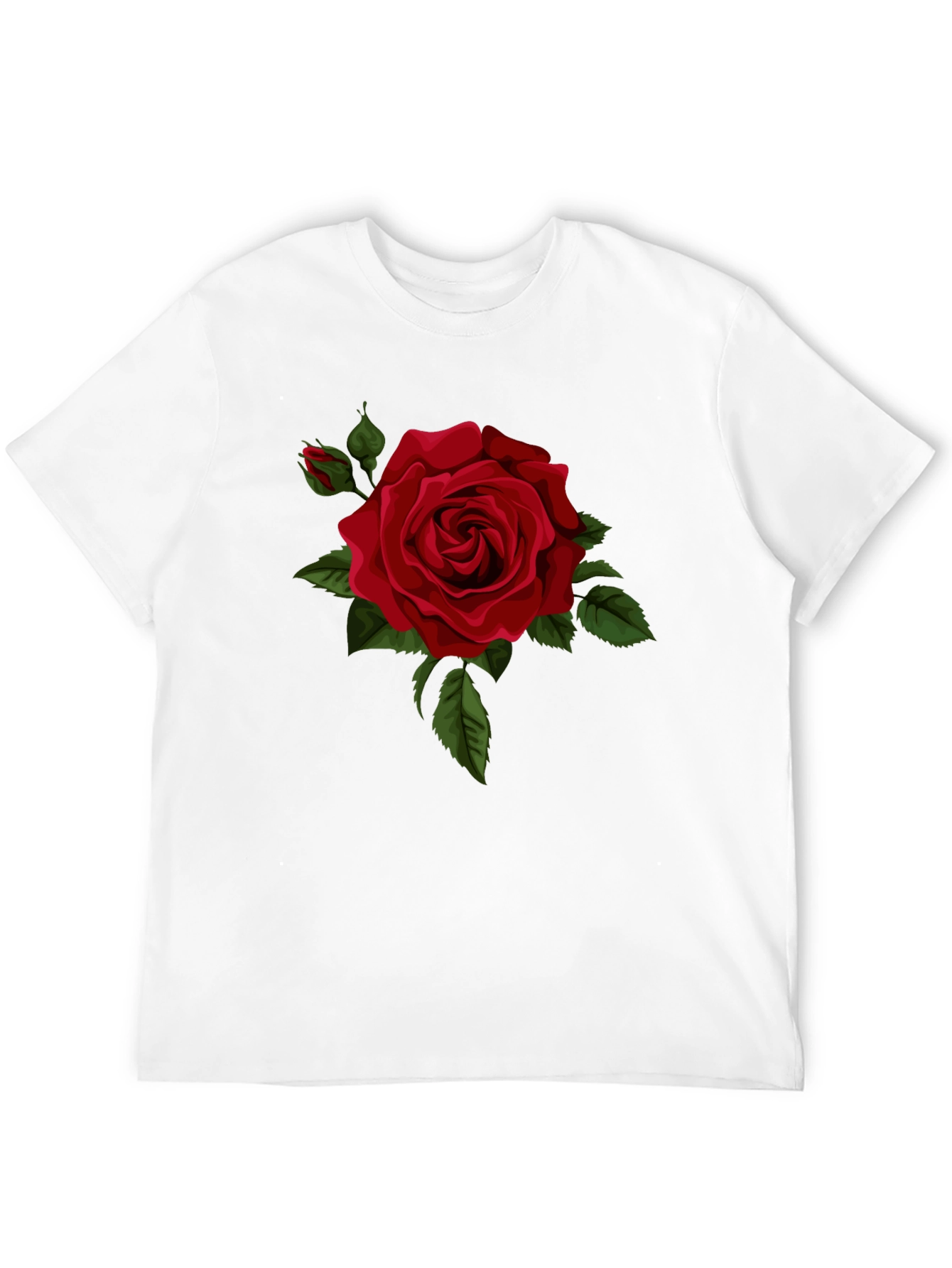 Black Red Rose Graphic Tee - Classic Black Cotton T-Shirt view 12