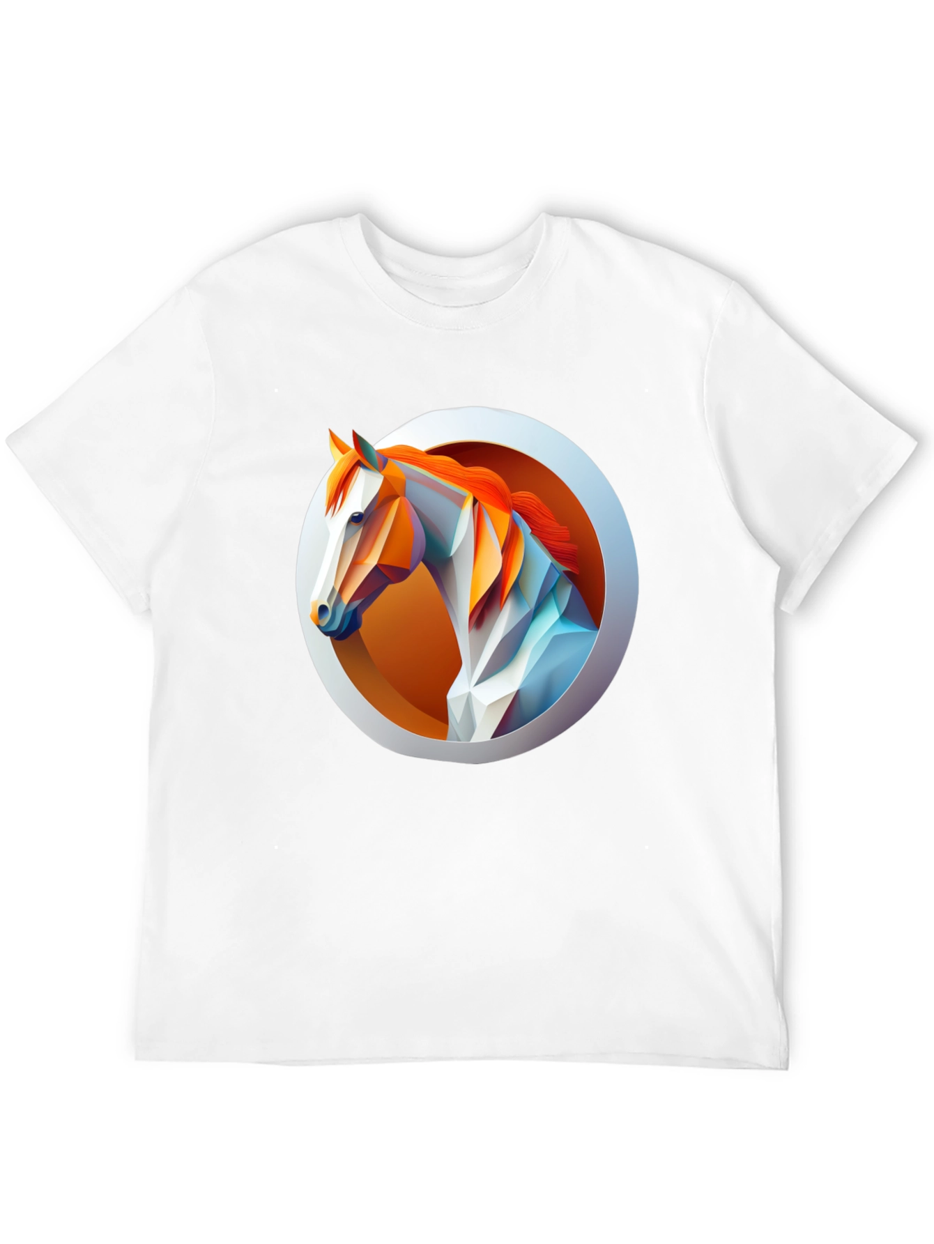 Black Geometric Horse Graphic Tee - Men's Black T-Shirt view 12