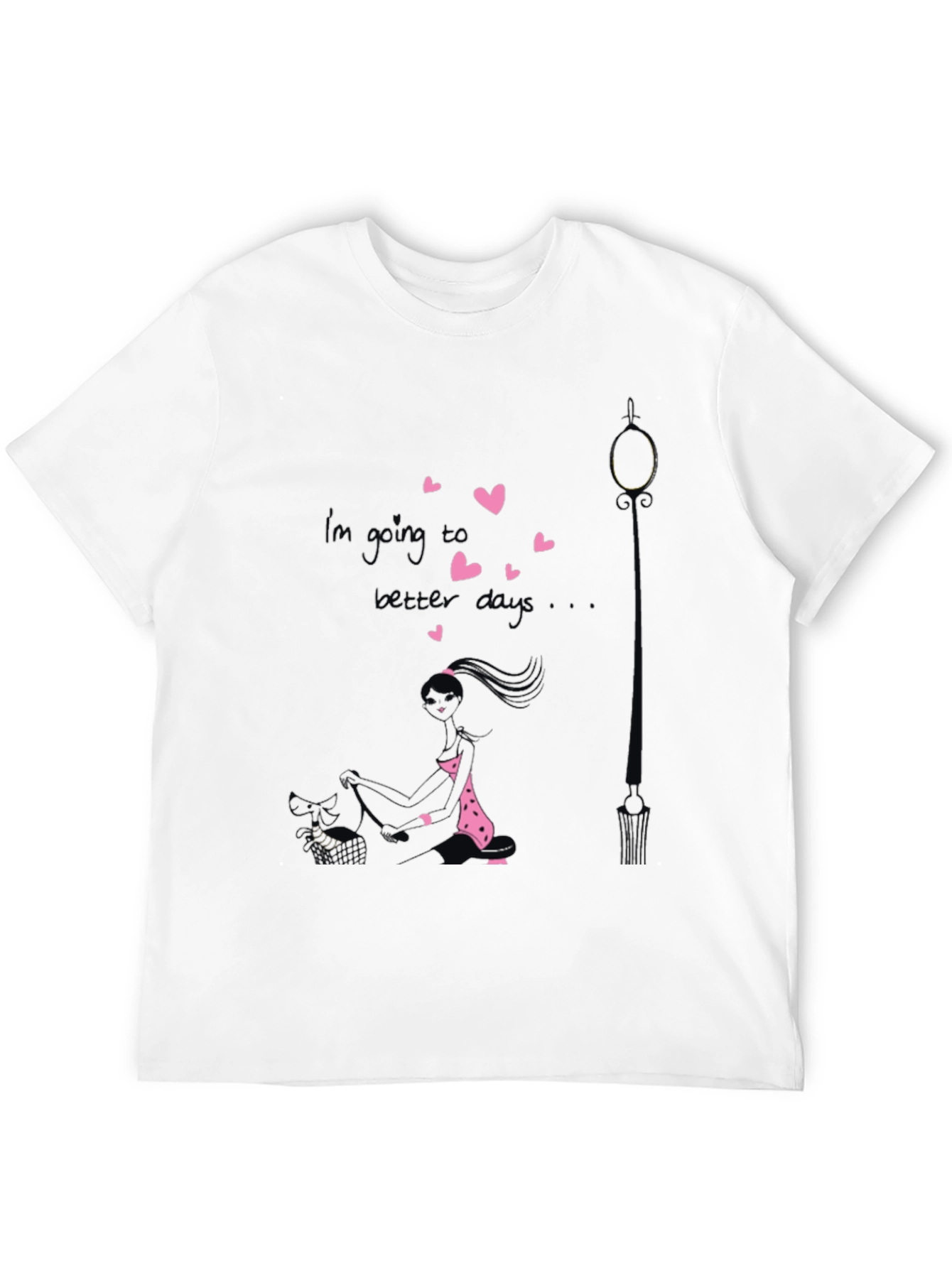 Black Whimsical Girl Graphic Tee - Black Cotton Blend view 12