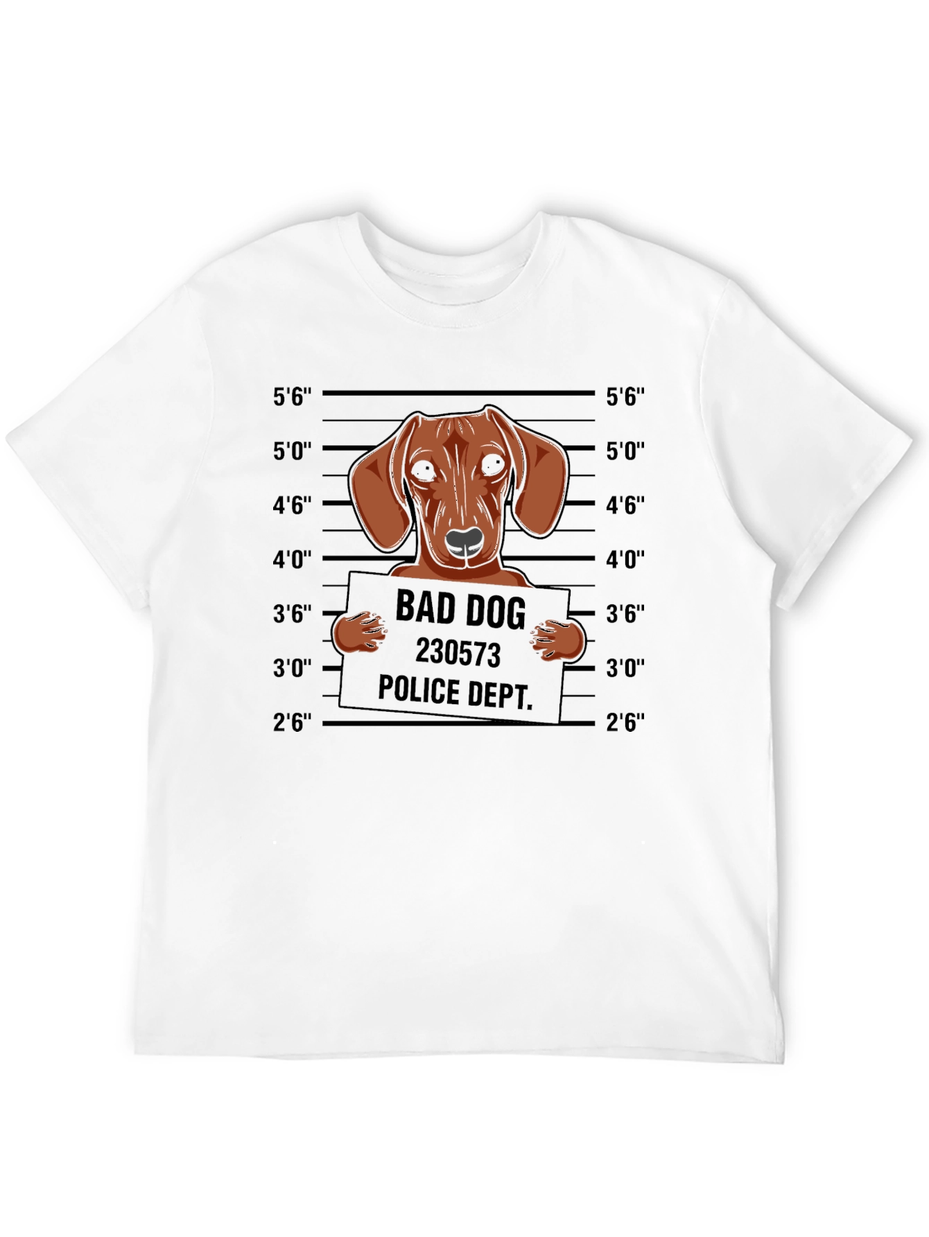 Black Bad Dog Mugshot T-Shirt Funny Canine Tee view 12