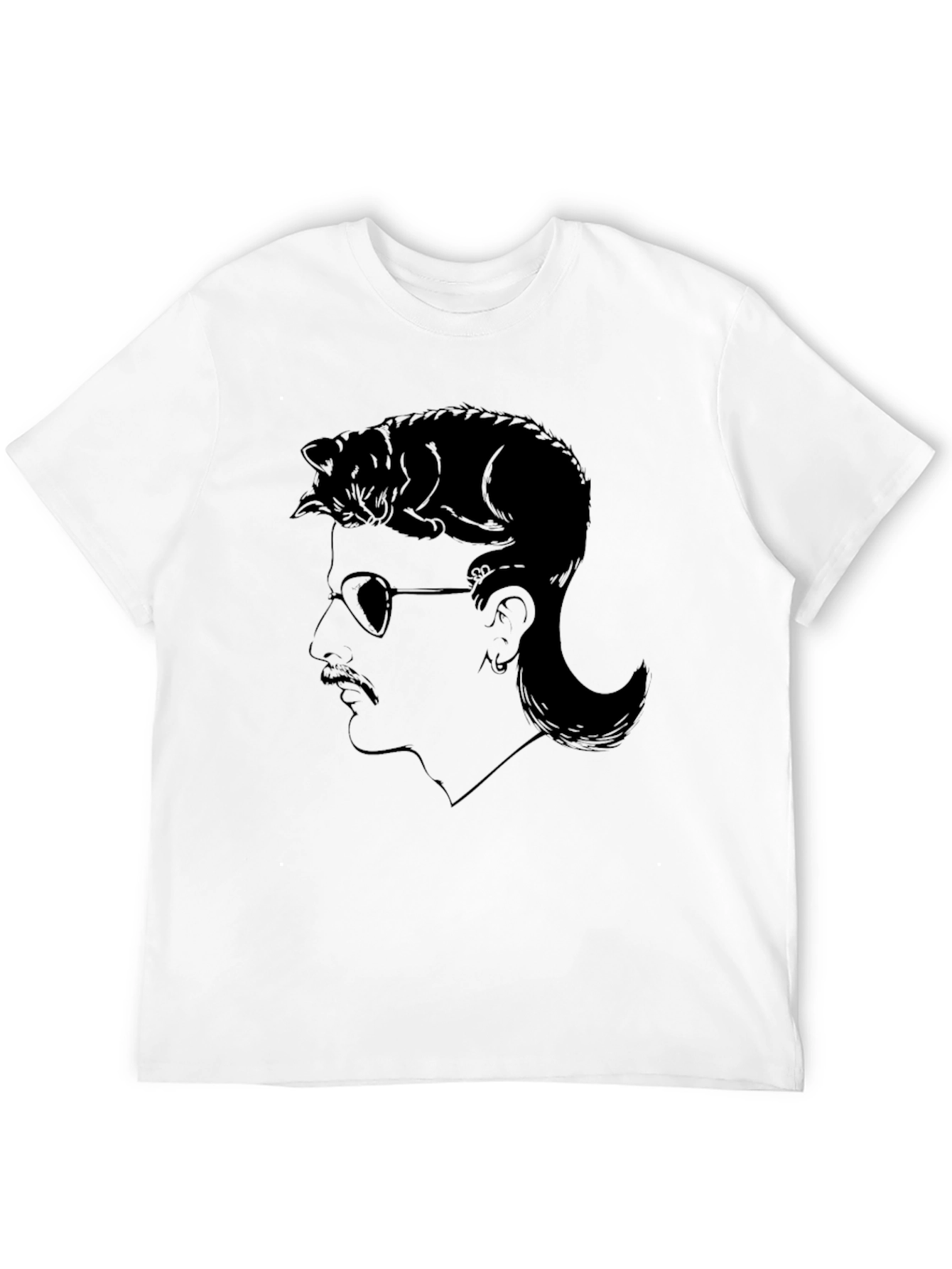 Black Cool Cat Mullet Graphic T-Shirt view 12