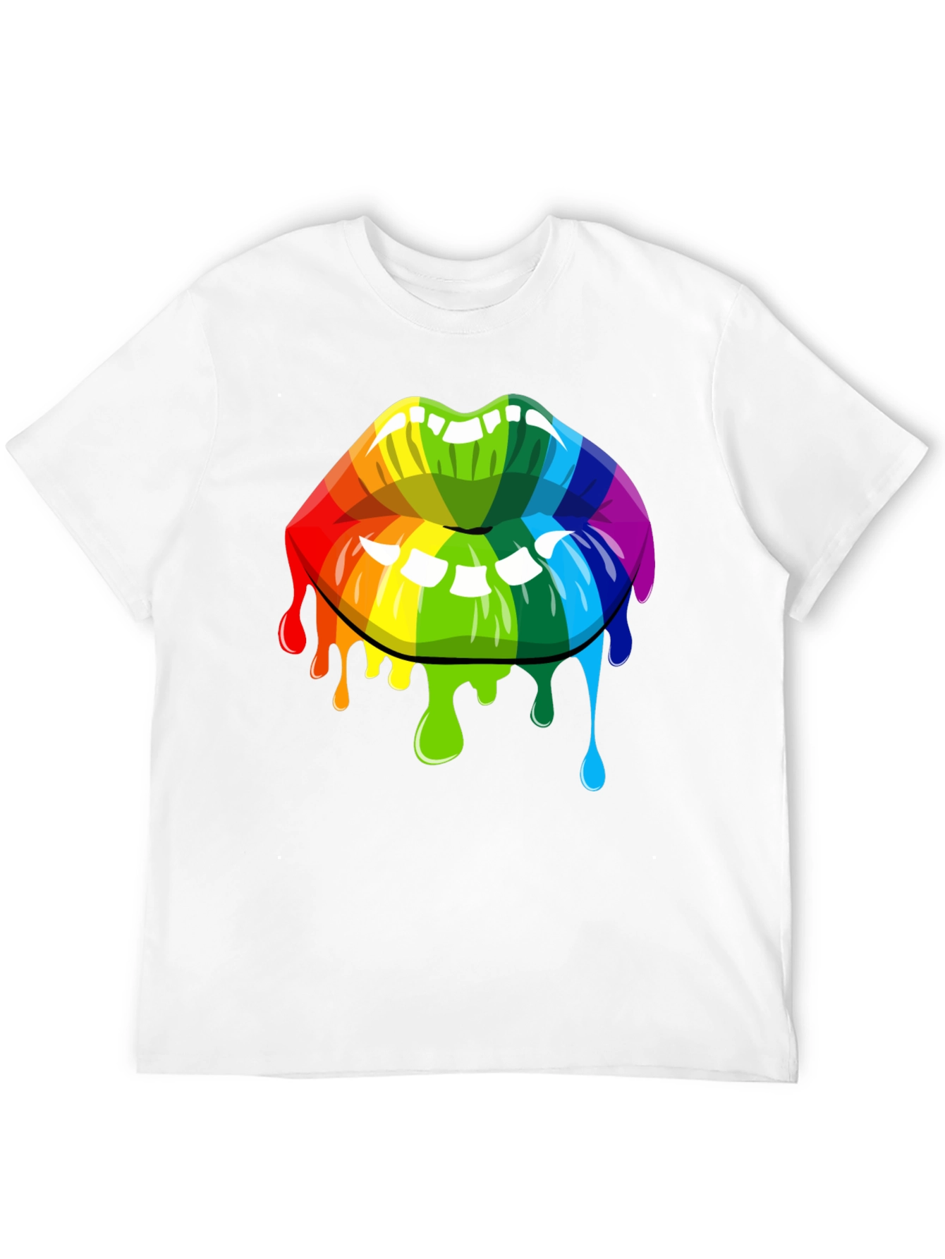Black Rainbow Lips Graphic Tee - Unisex Black T-Shirt view 12