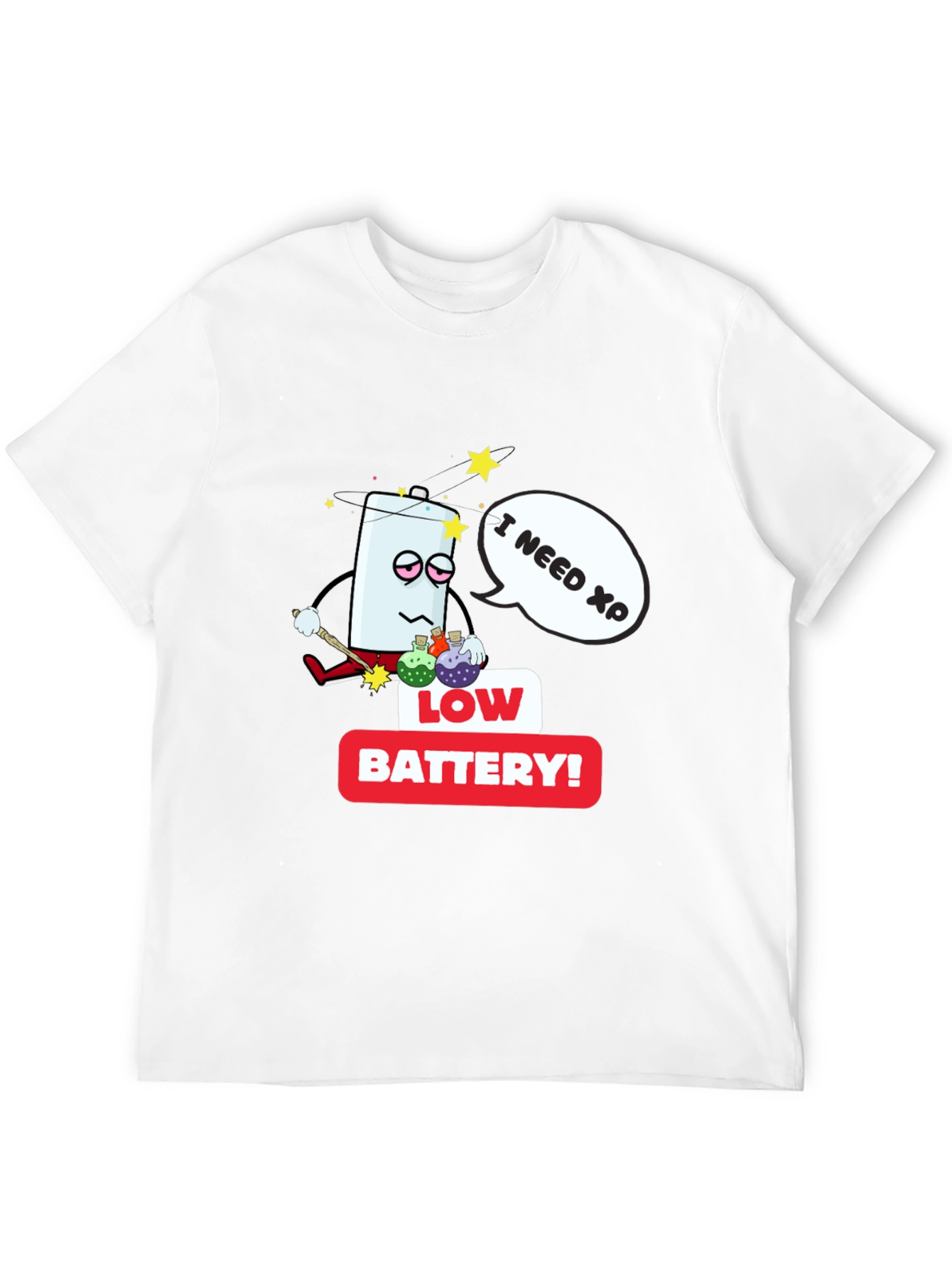 Black Low Battery XP Men's Black T-Shirt view 12