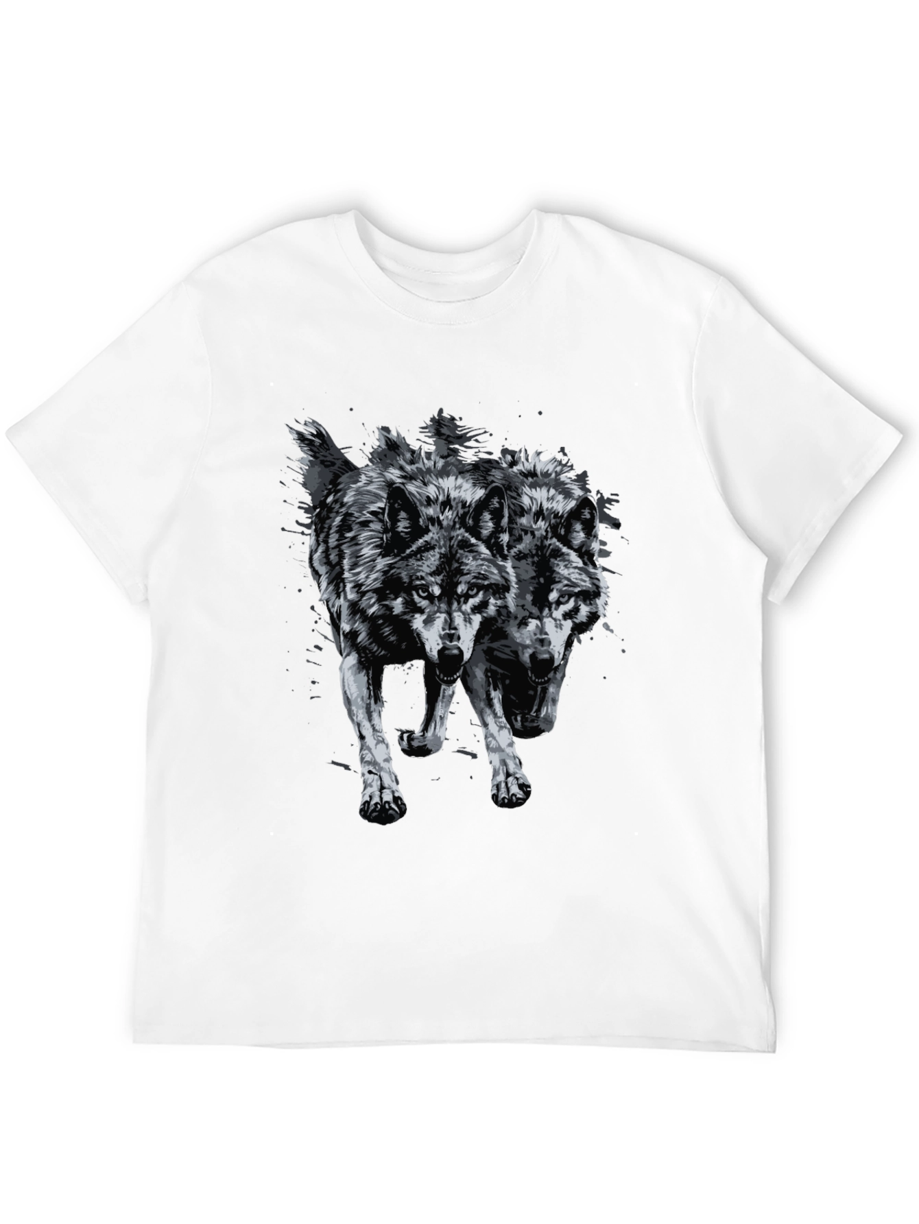 Black Two Wolves Graphic Print Tee view 12