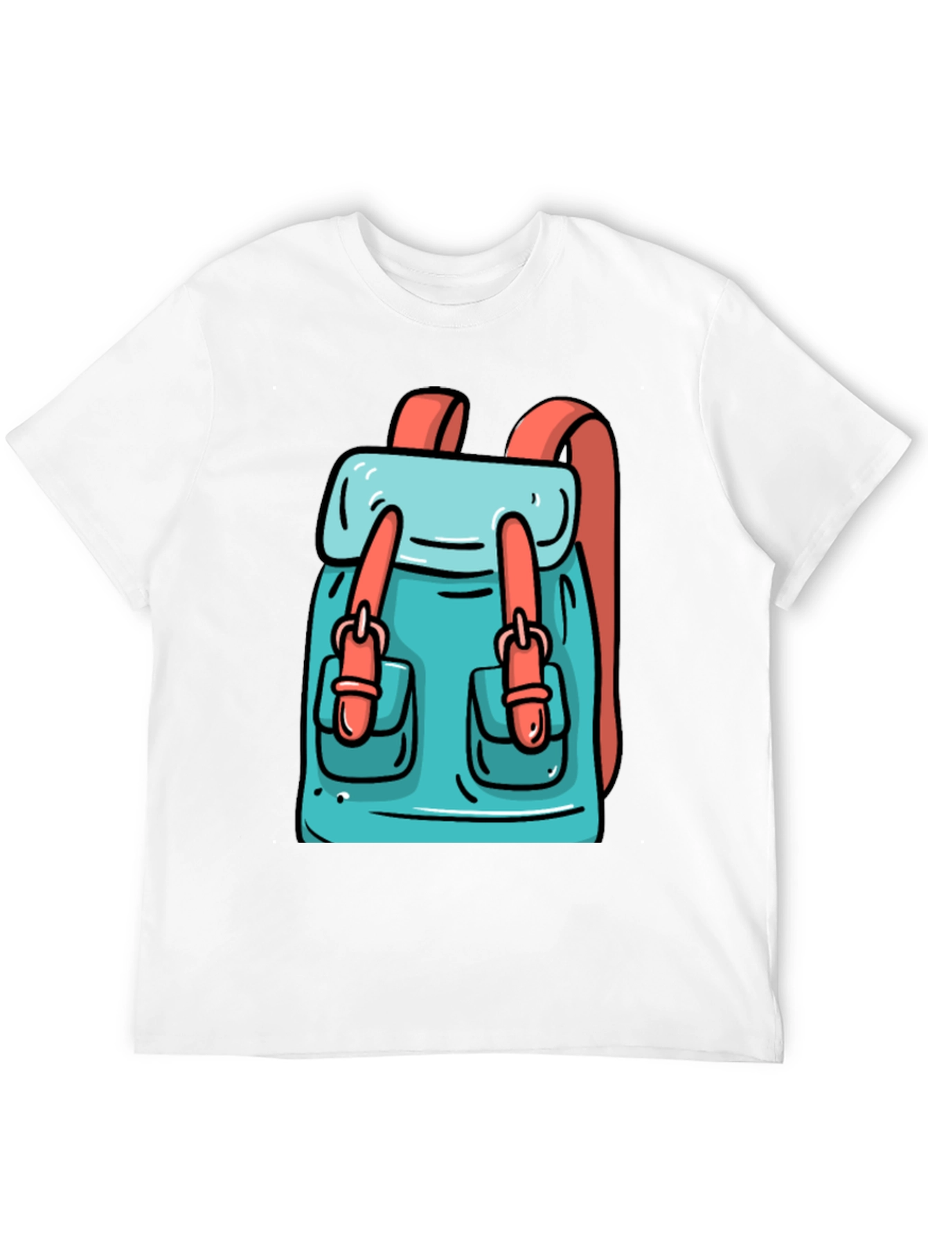 Black Backpack Cartoon Graphic Black T-Shirt view 12