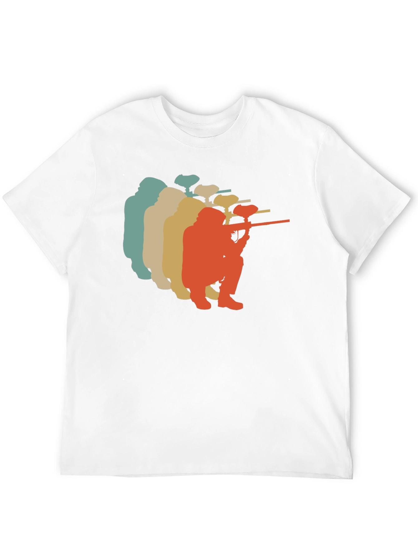 Black Vintage Paintball Player Silhouette T-Shirt view 12