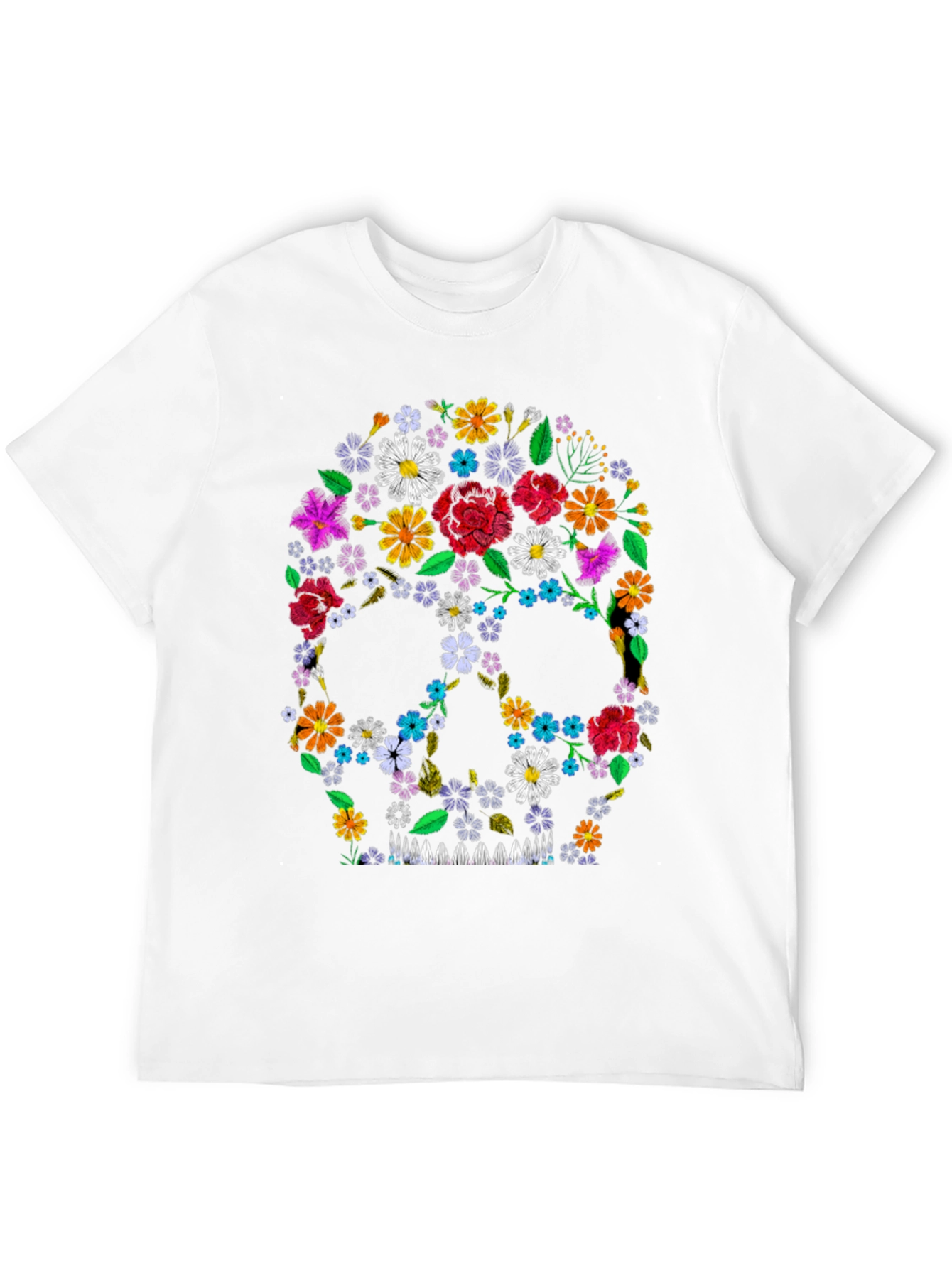 Black Floral Skull Graphic Tee - Black view 12