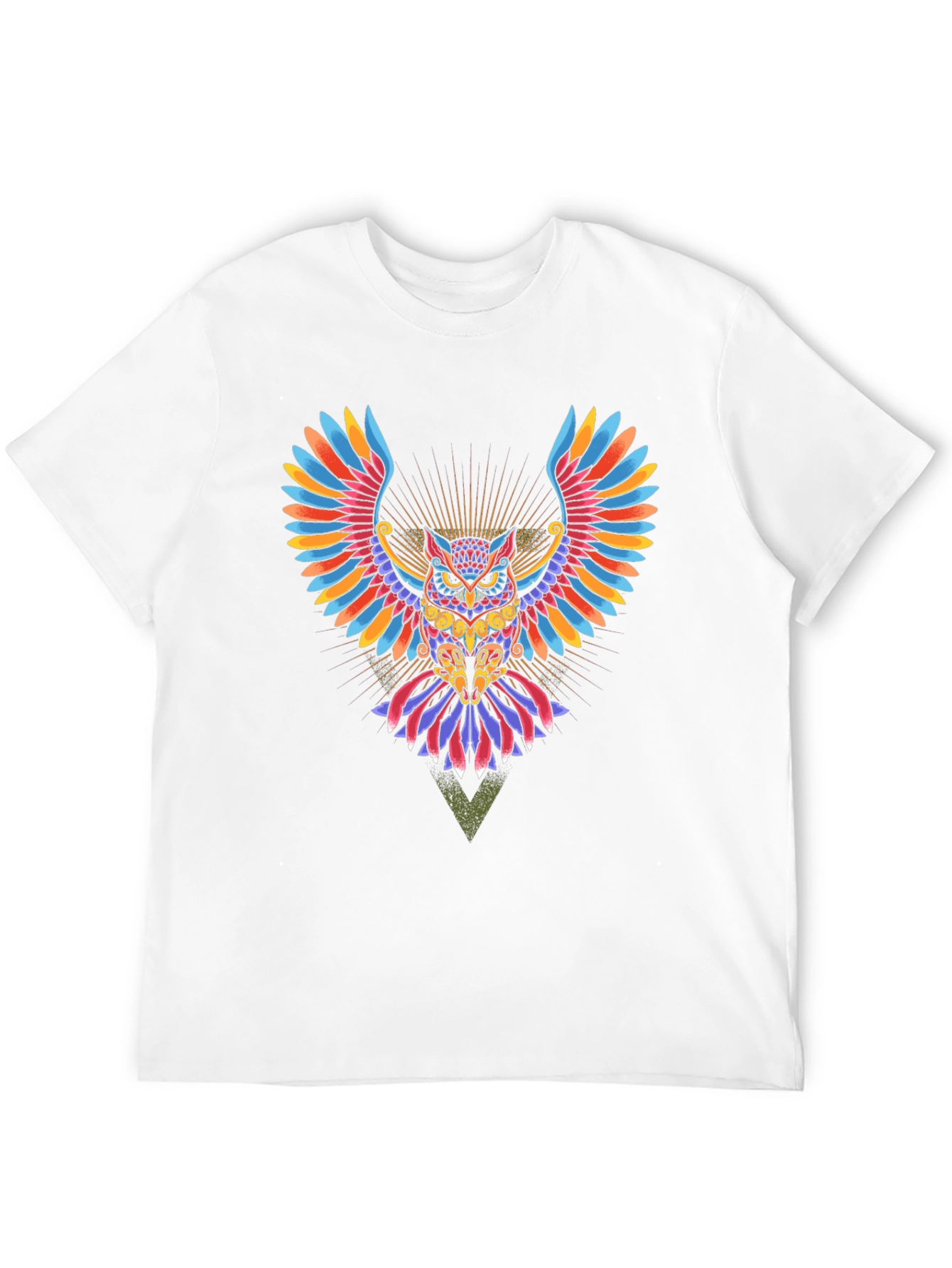 Black Colorful Owl Graphic Print Black T-Shirt view 12