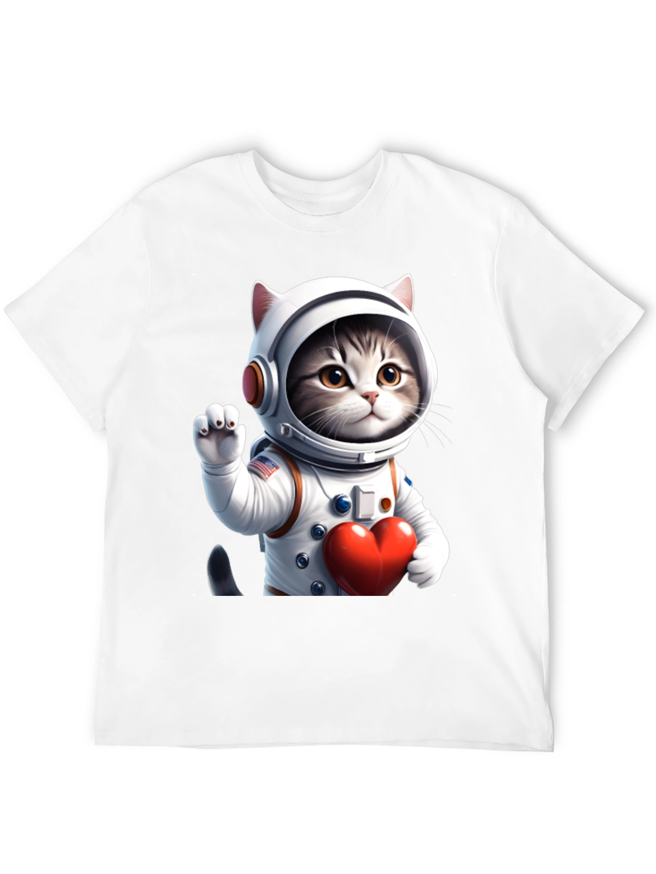 Black Cosmic Kitty T-Shirt - Astronaut Cat with Heart view 12