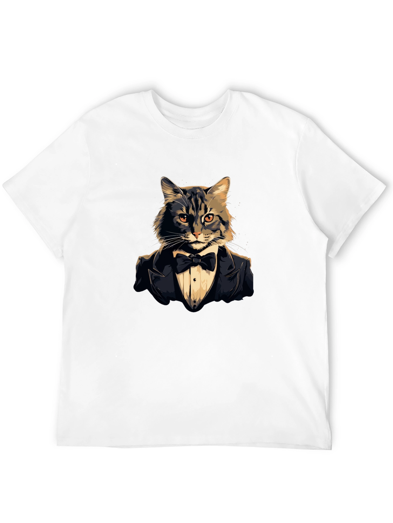 Black Dapper Cat Tuxedo T-Shirt - Cool Feline Formal Wear Tee view 12