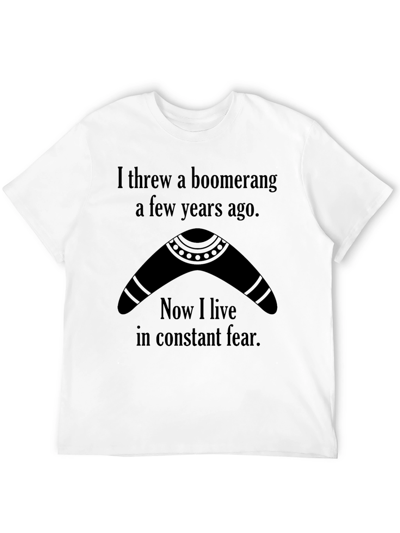 Black Boomerang Thrower Humor Graphic T-Shirt view 12