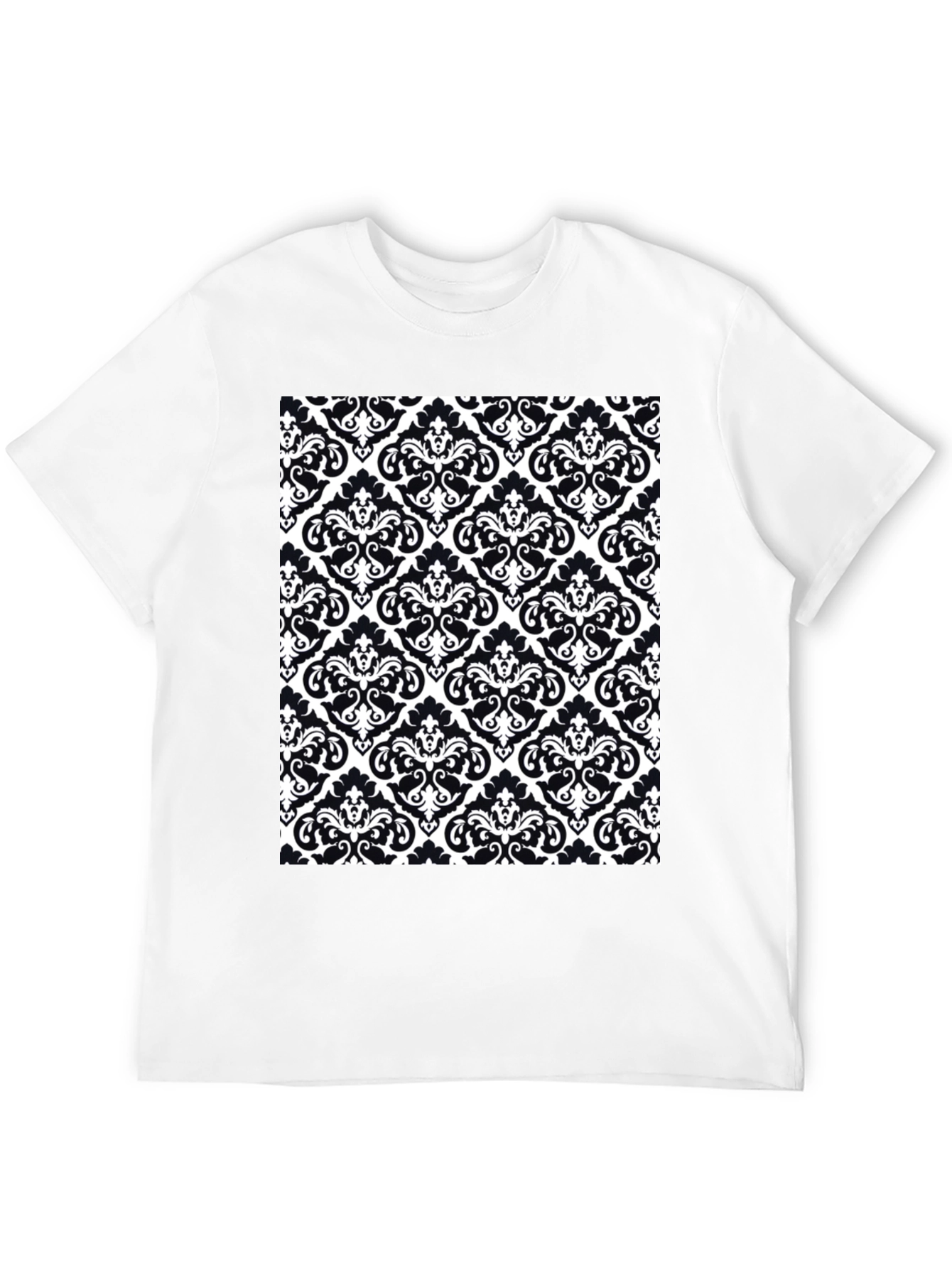 Black Stylish Black T-Shirt with Ornate Pattern Print view 12