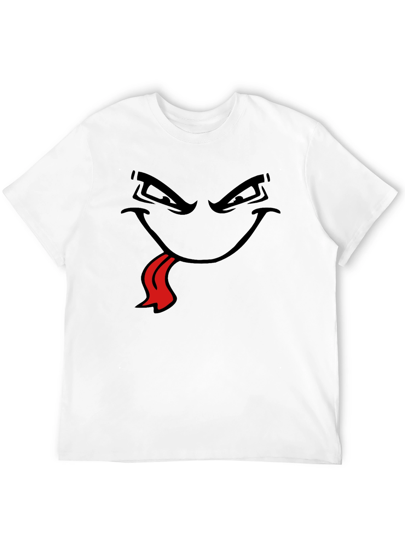 Black Men's Black T-Shirt with Cartoon Face view 12