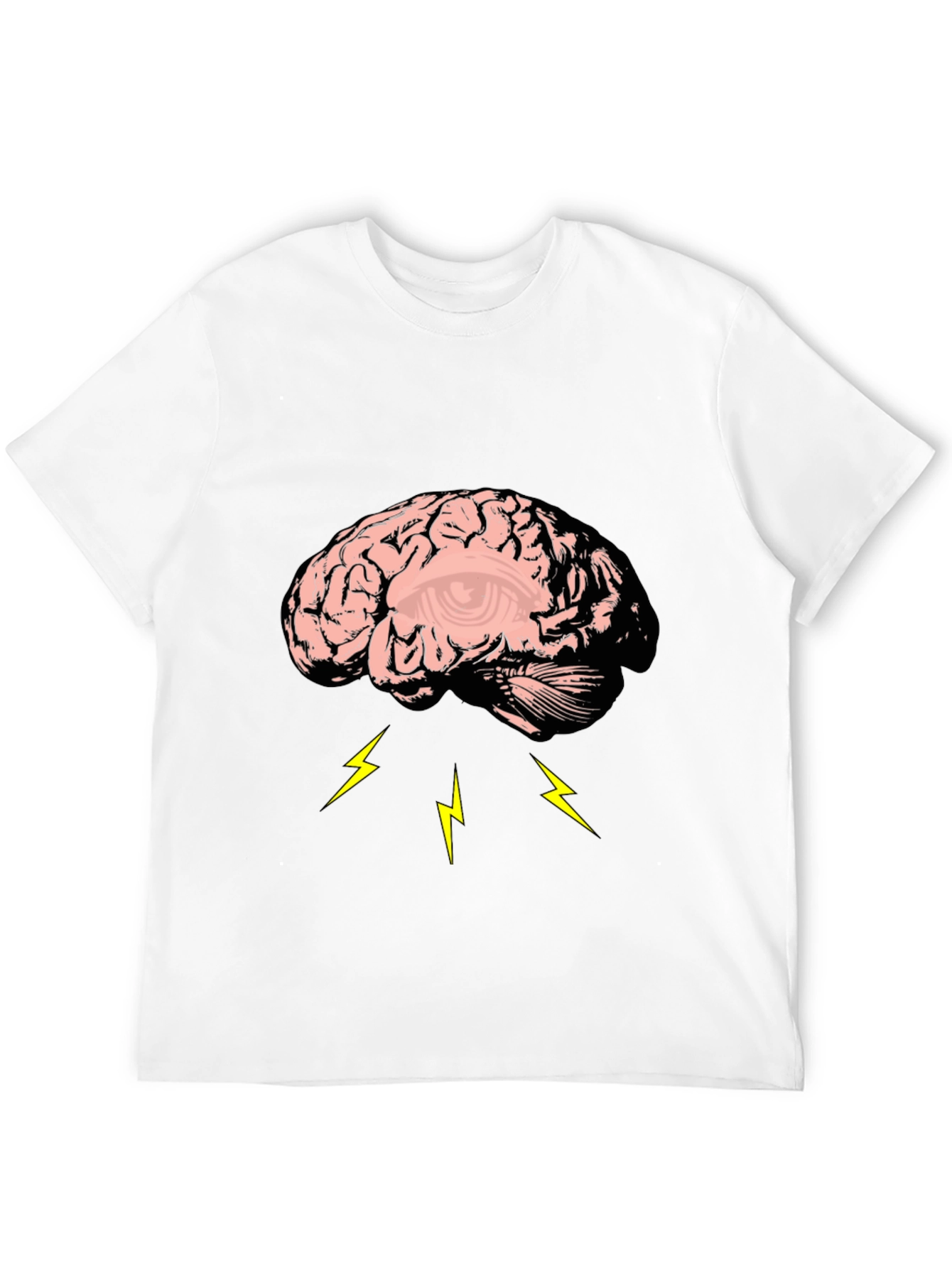 Brain Lightning Graphic Tee - Black Cotton T-Shirt - 12