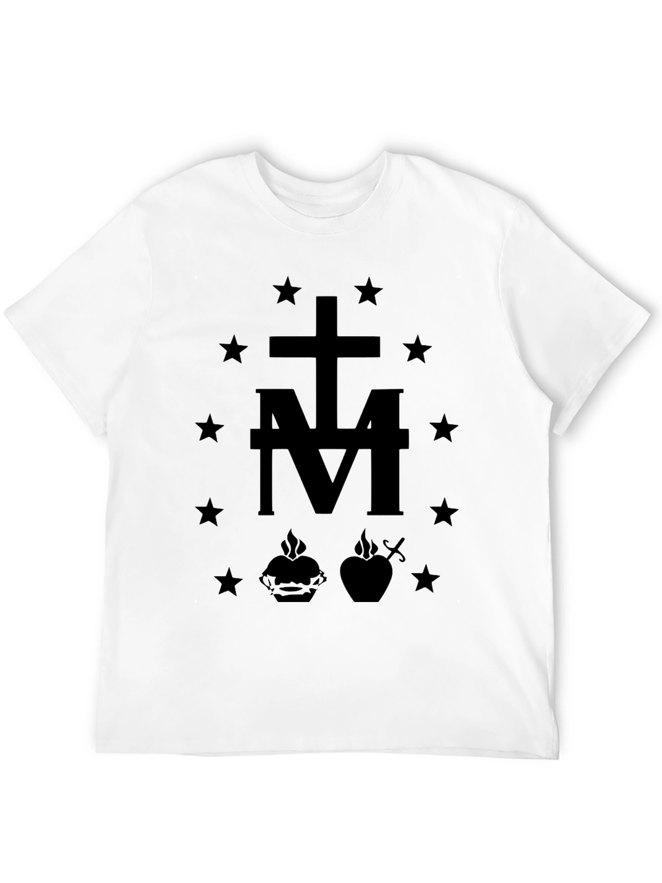 Black Black T-Shirt with Cross and Heart Graphic view 12