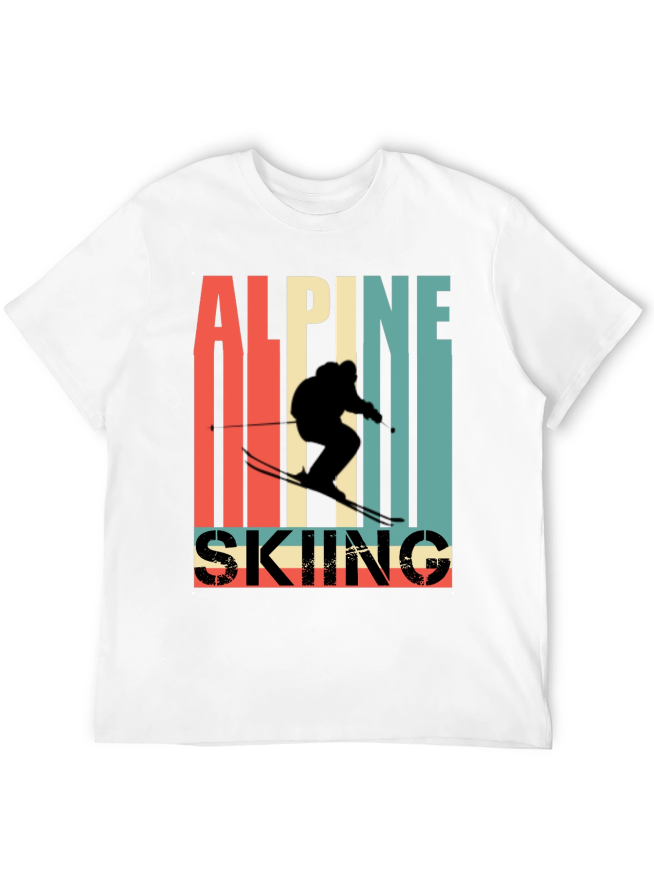 Black Alpine Skiing Retro T-Shirt view 12