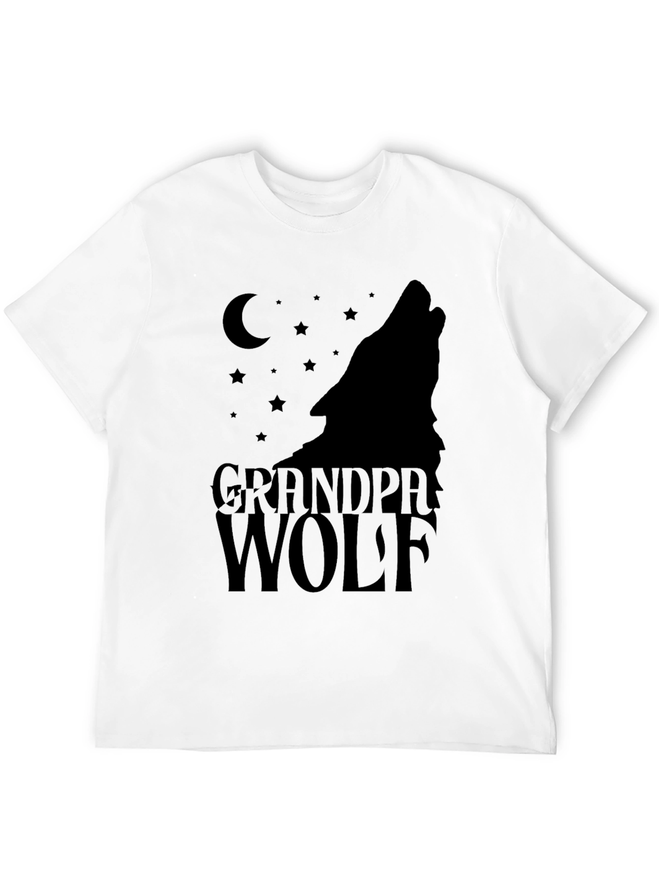 Black Grandpa Wolf T-Shirt - Men's Black Graphic Tee view 12