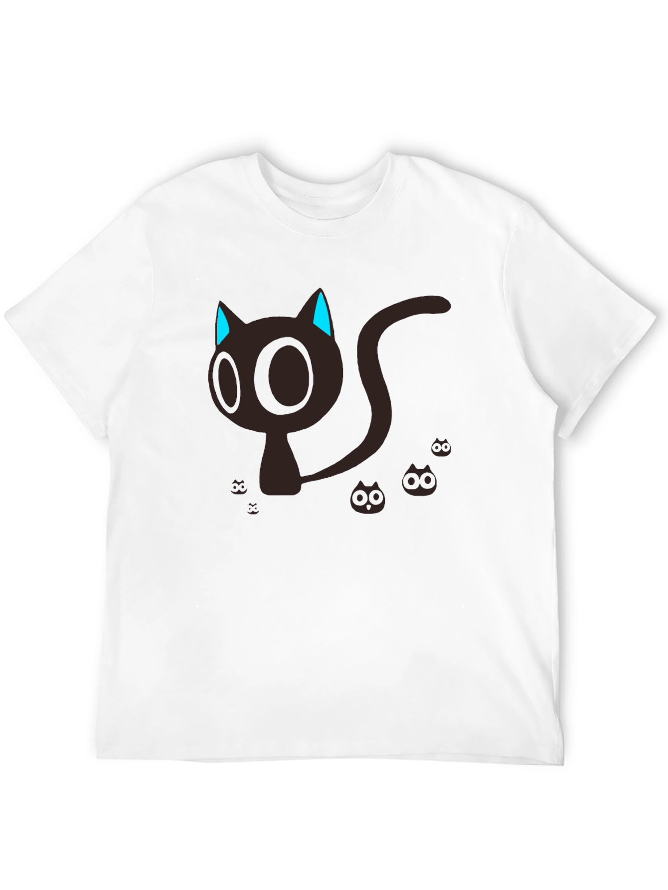 Black Cute Cartoon Cat Graphic T-Shirt - Black view 12