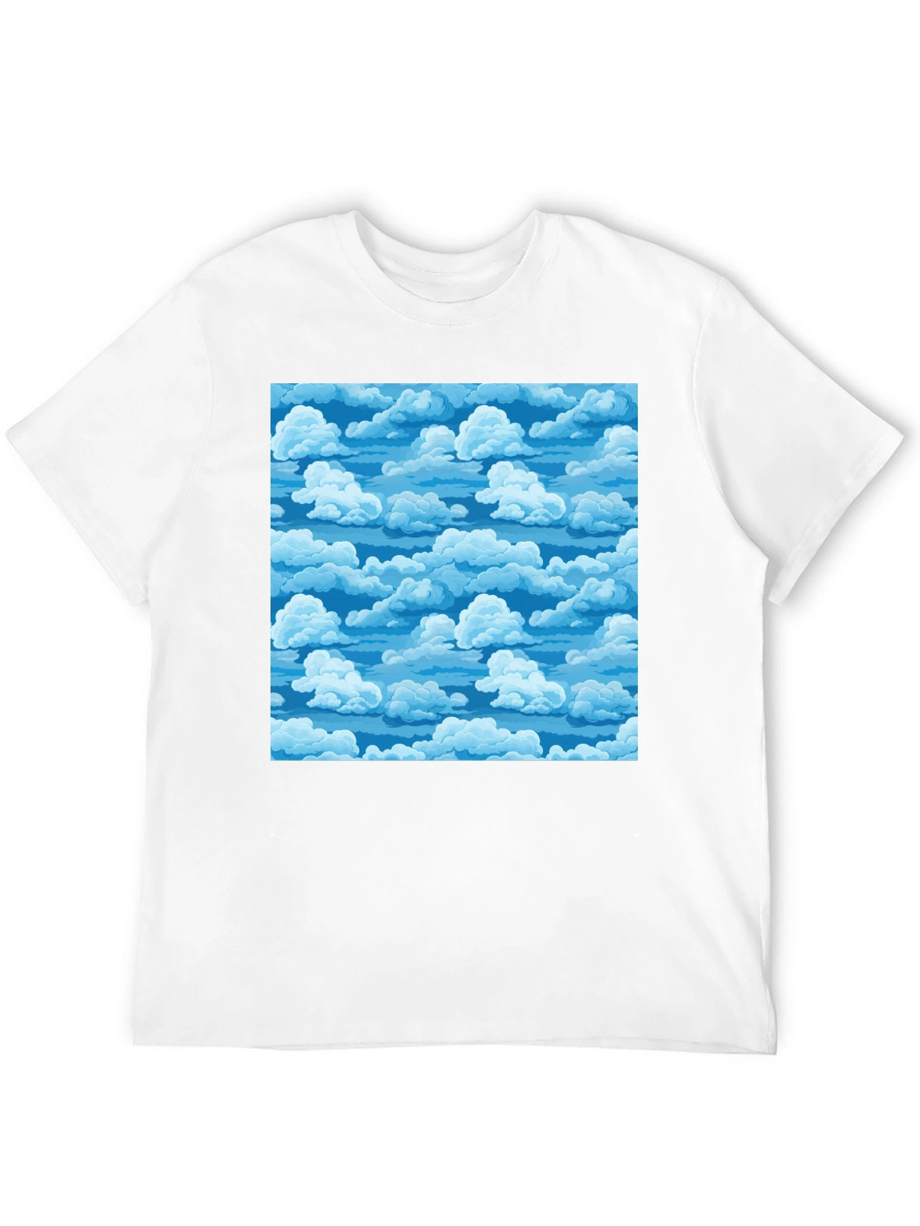 Black Sky Cloud Pattern Tee - Black Cotton Blend T-Shirt view 12
