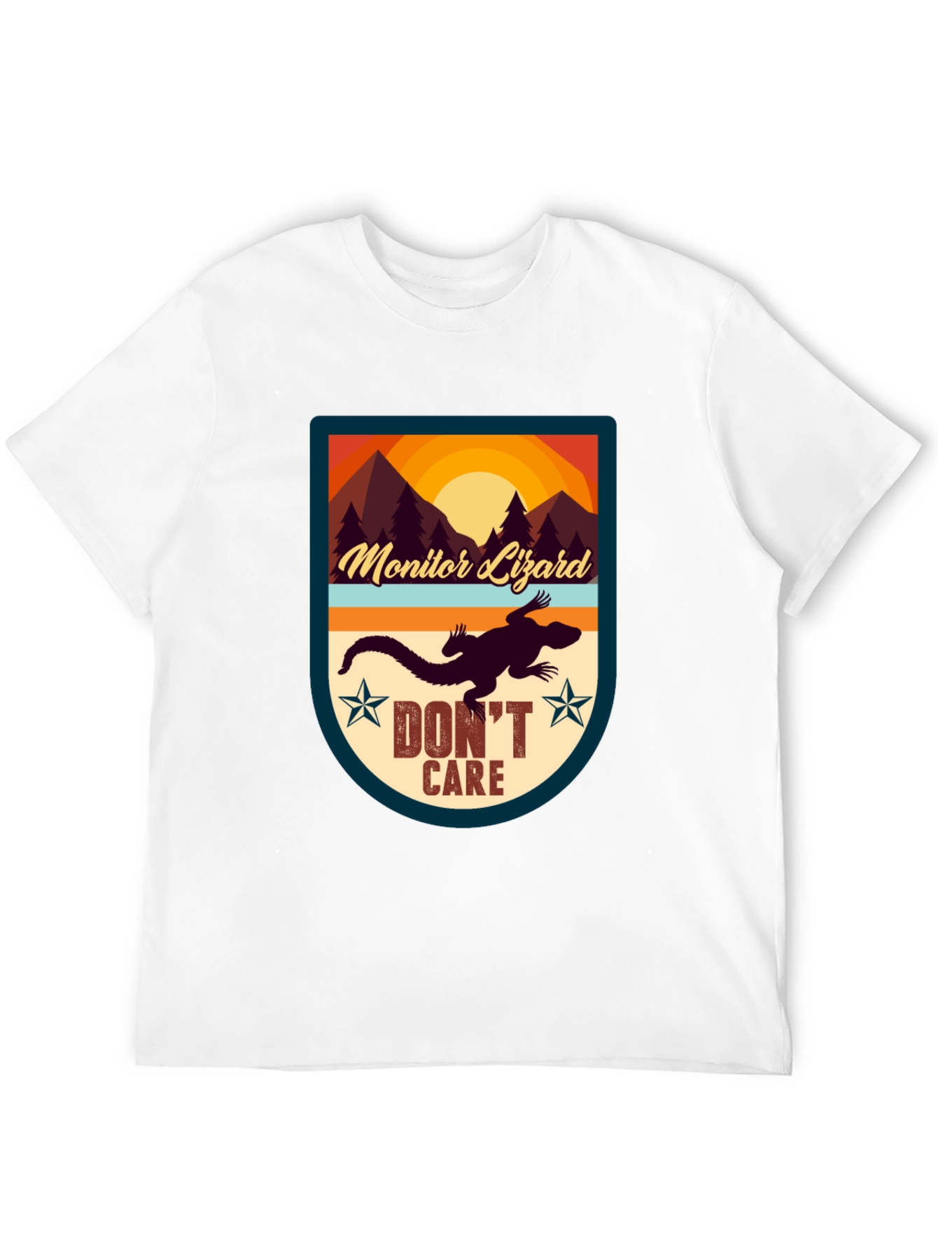 Black Monitor Lizard T-Shirt - "Don't Care" Graphic Tee view 12