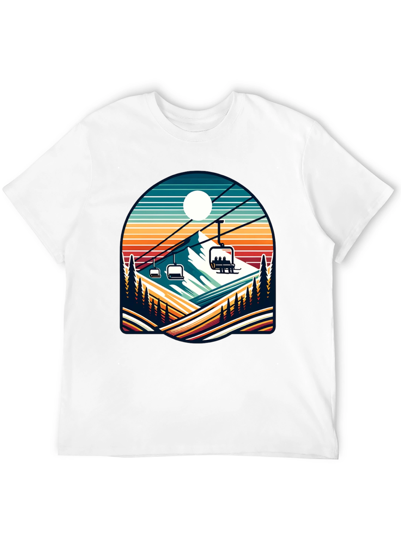 Retro Ski Lift T-Shirt | Mountain Scene Tee - 12