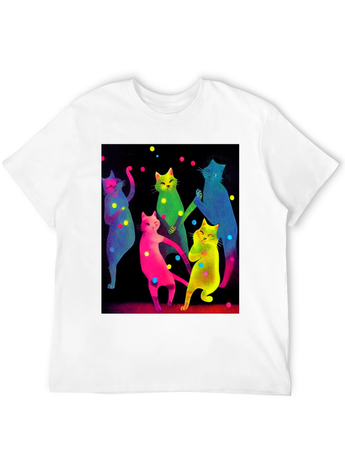 Black Dancing Cats Graphic Tee - Funky Black T-Shirt view 12
