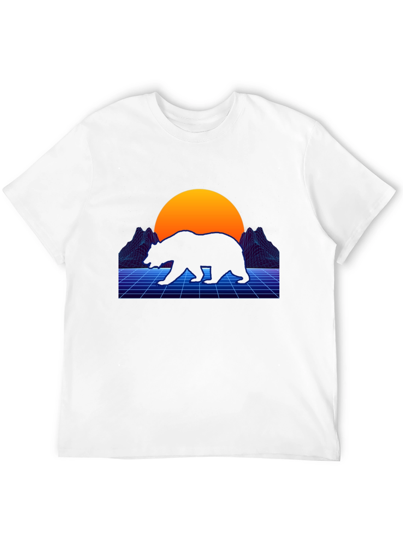 Black Retro Bear T-Shirt - Synthwave Style view 12