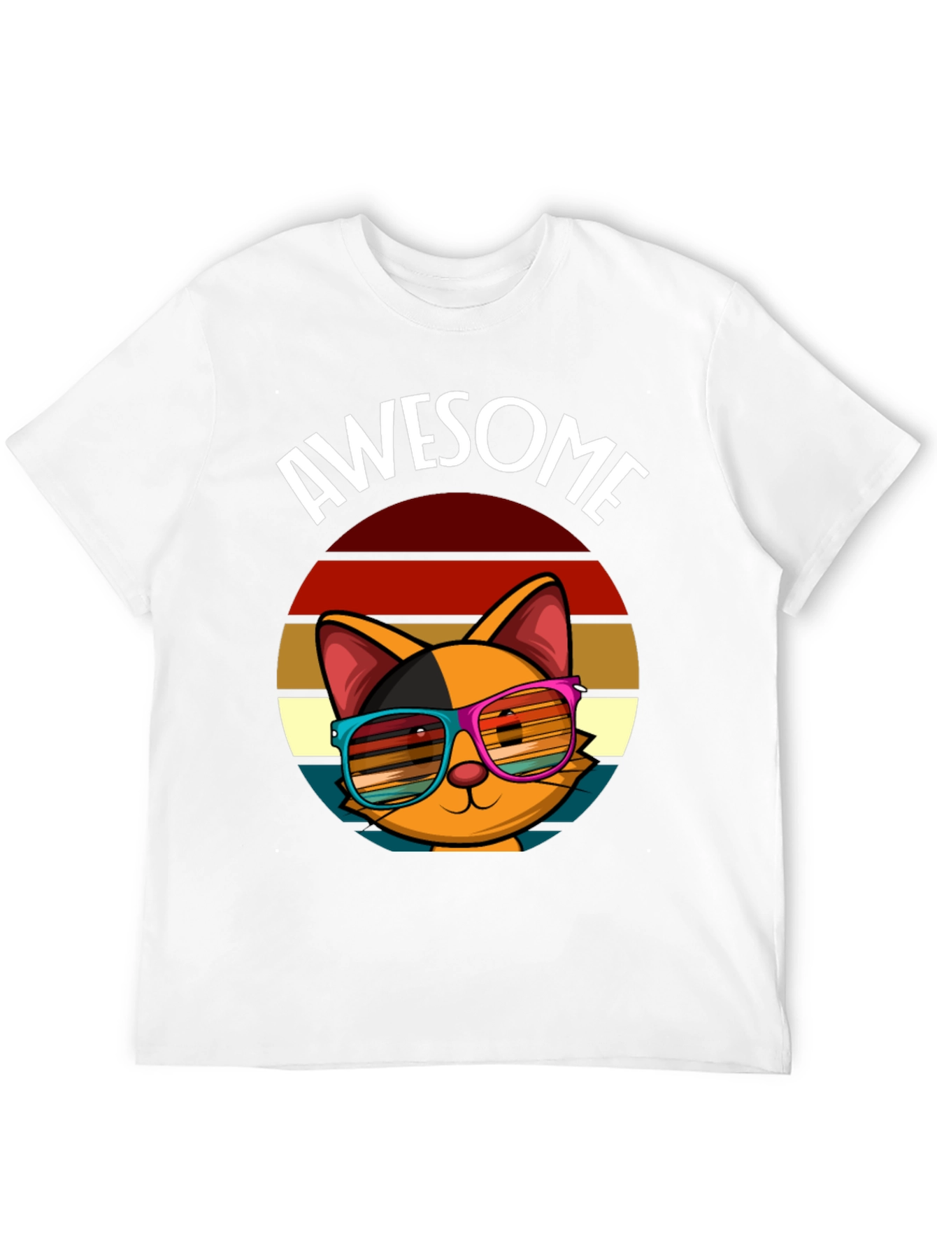 Black Awesome Cat T-Shirt with Retro Sunglasses view 12