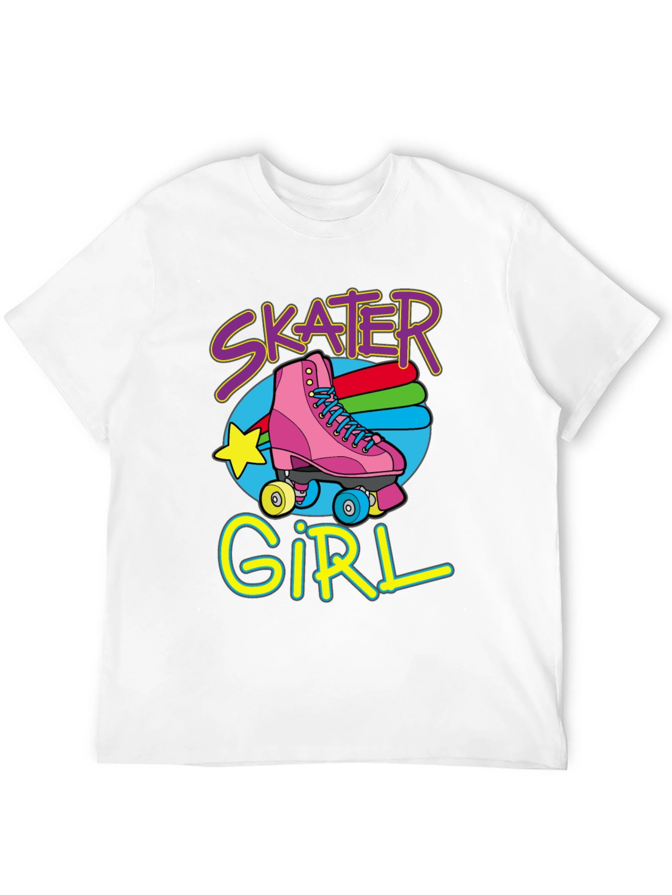 Black Skater Girl T-Shirt: Retro Roller Skate Design view 12