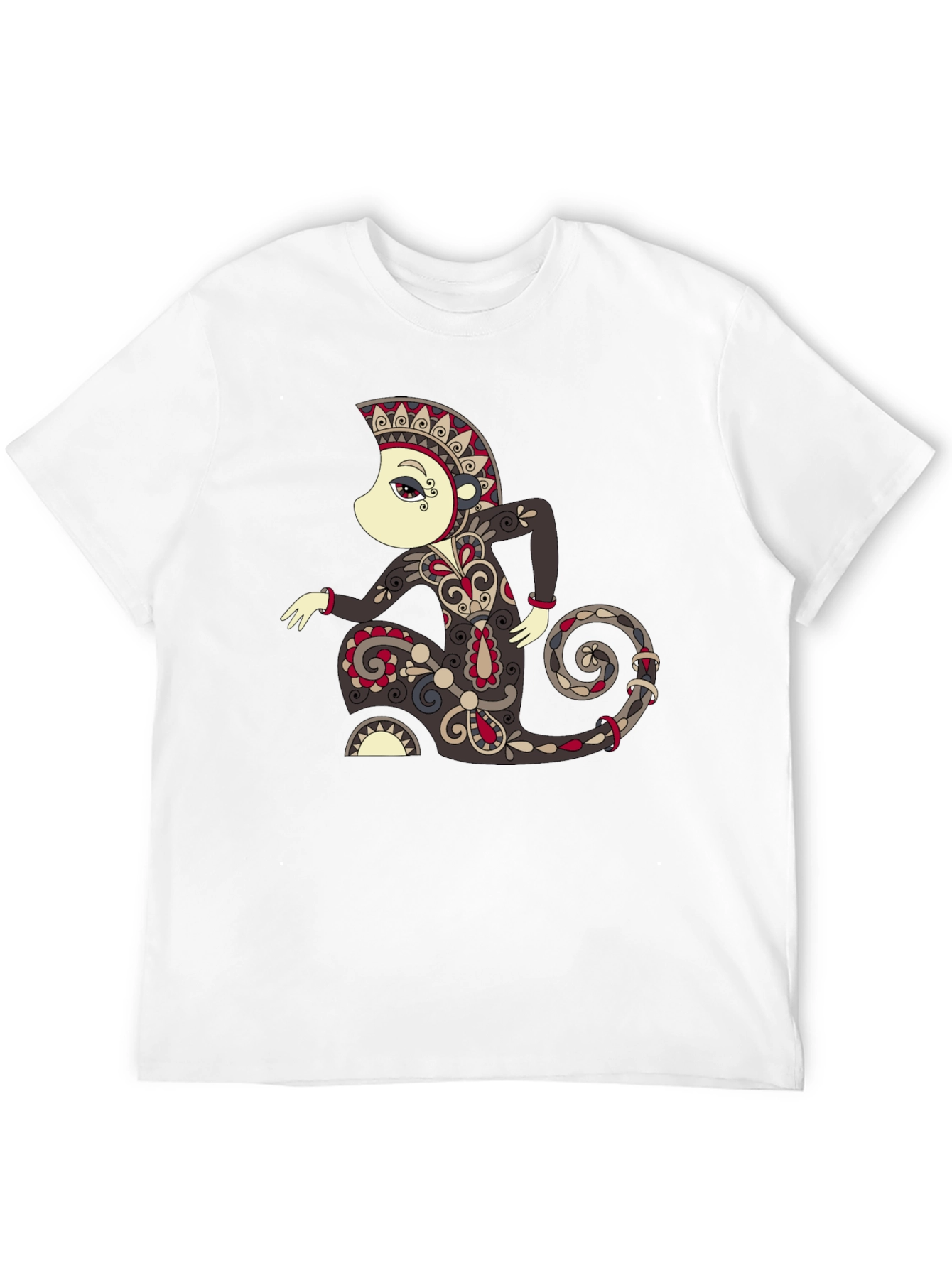 Black Unique Graphic Tee - Ornamental Figure Design view 12