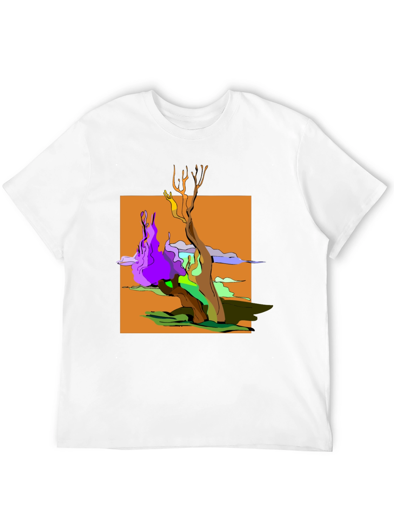 Black Abstract Tree Graphic Black T-Shirt view 12