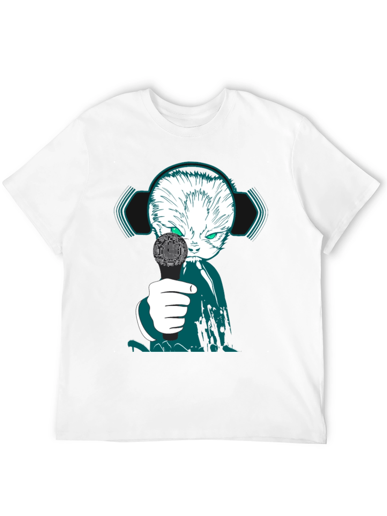 Black Cyber Cat DJ Graphic Tee - Unique Streetwear view 12