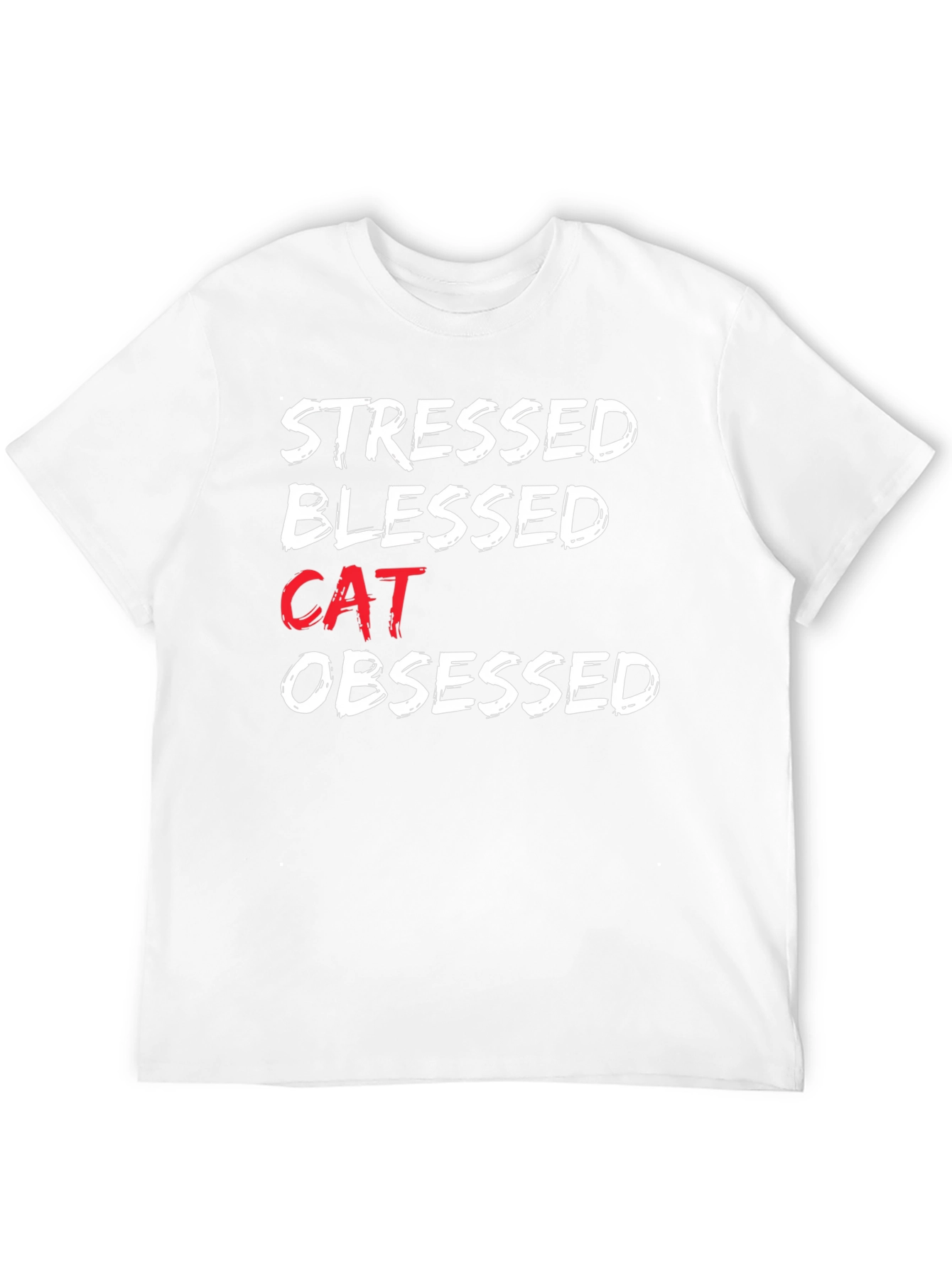 Black Stressed Blessed Cat Obsessed Graphic Tee view 12
