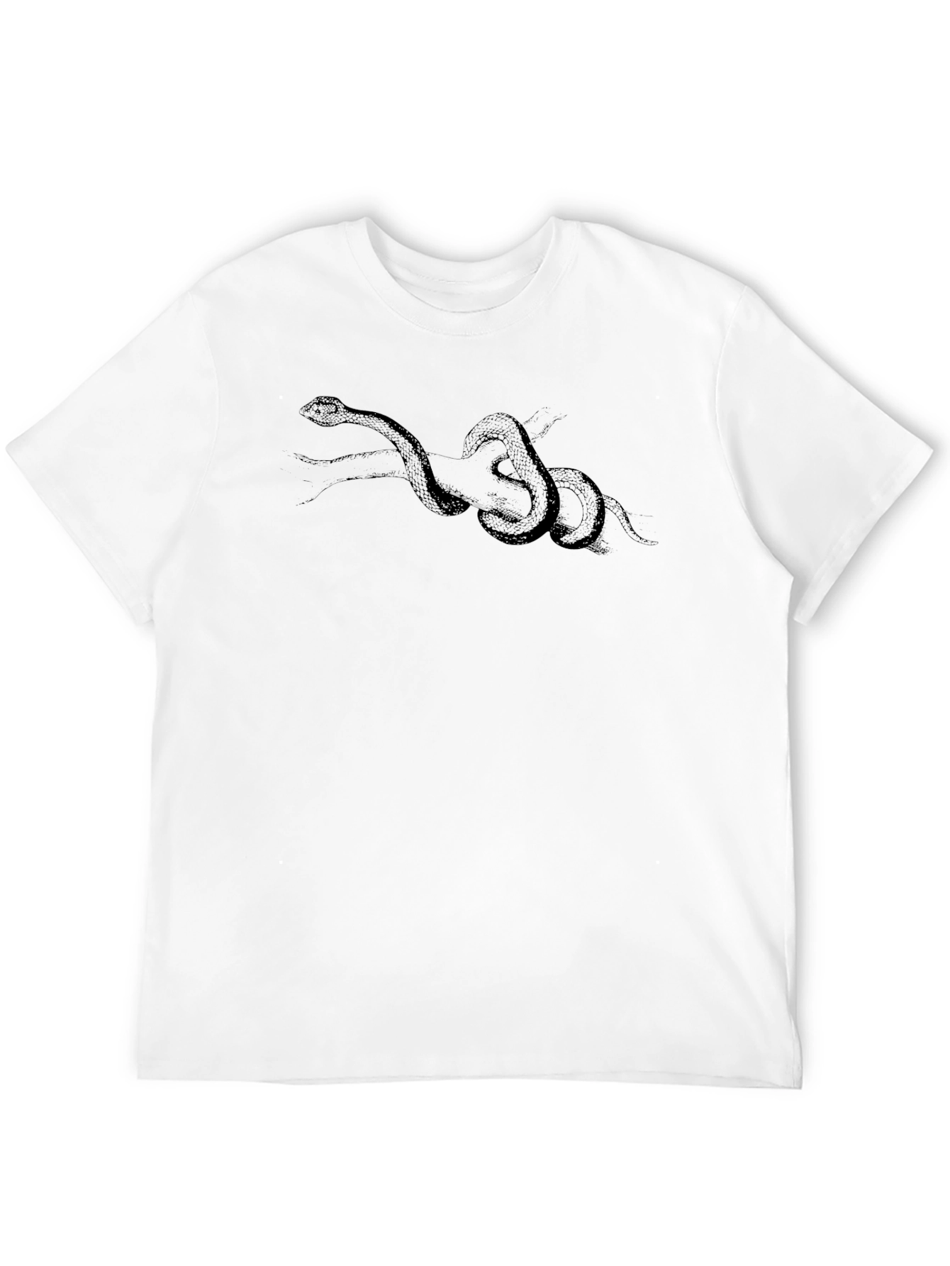 Black Men's Black Graphic Tee - Snake Design view 12