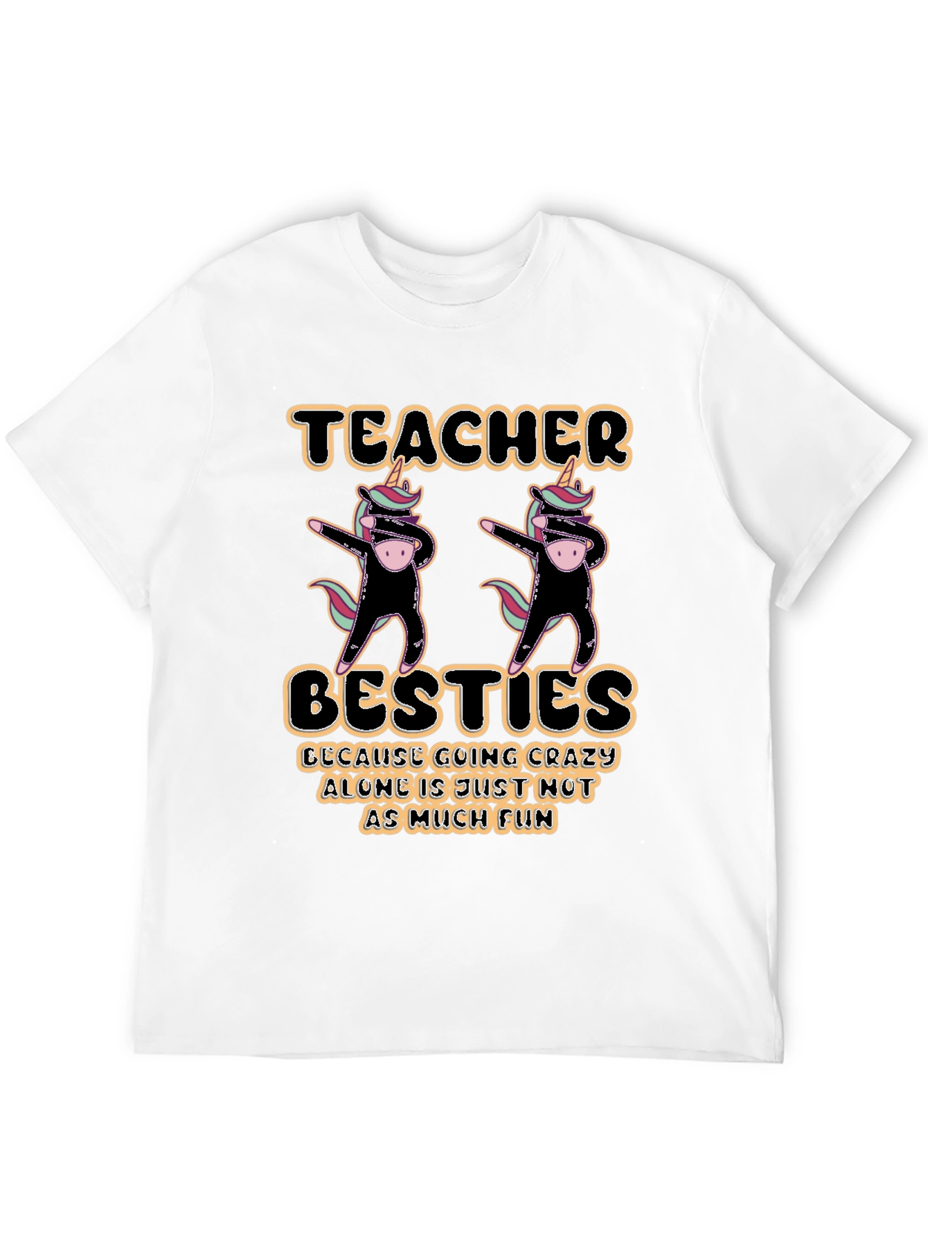 Black Teacher Besties Unicorn Dabbing Graphic T-Shirt view 12