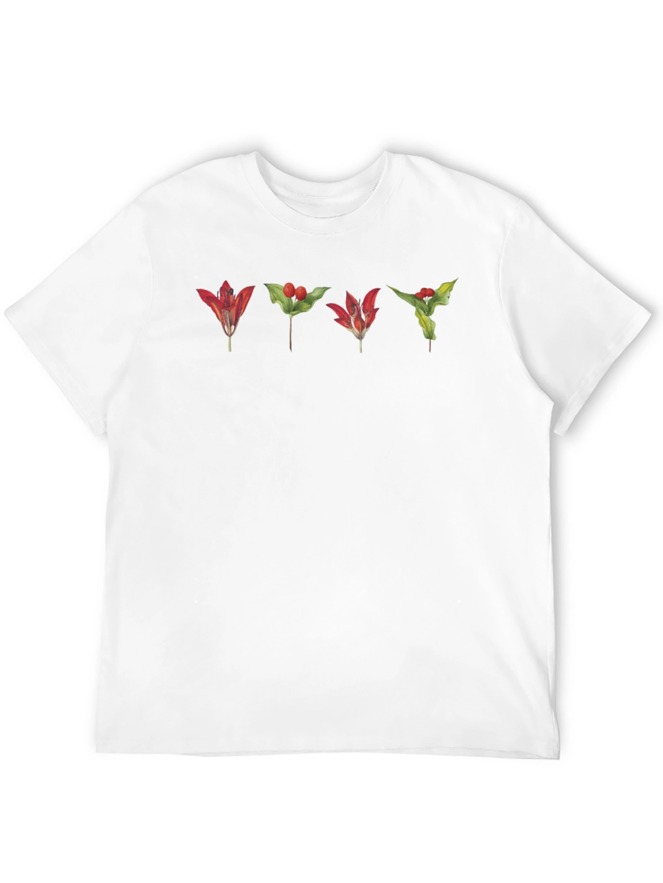 Black Botanical Red Floral T-Shirt view 12