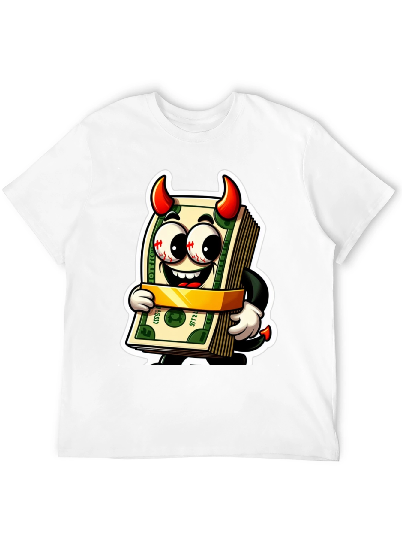 Black Money Devil Graphic Tee - Cartoon Cash Shirt view 12
