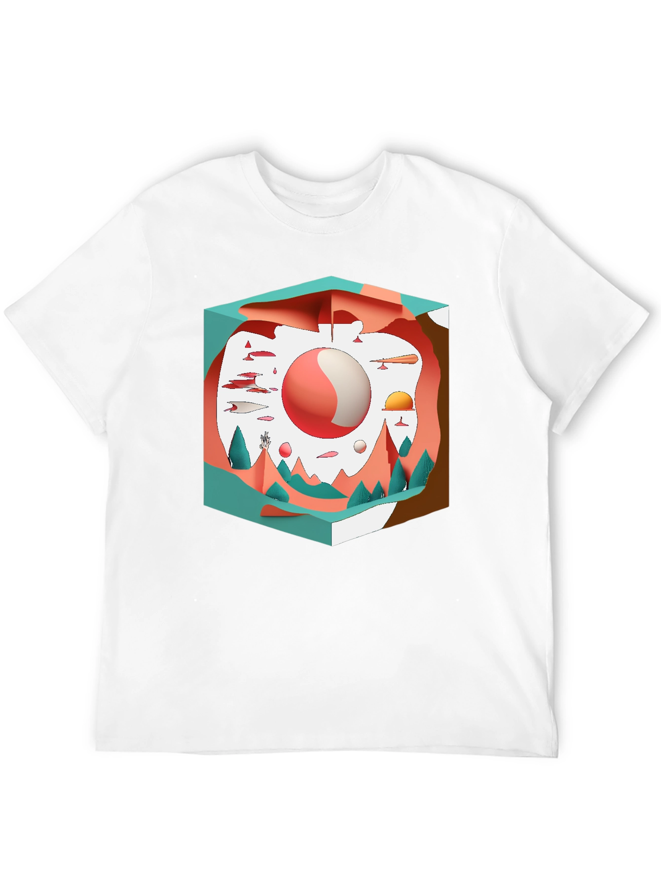 Black Abstract Landscape Graphic Tee - Black Cotton view 12