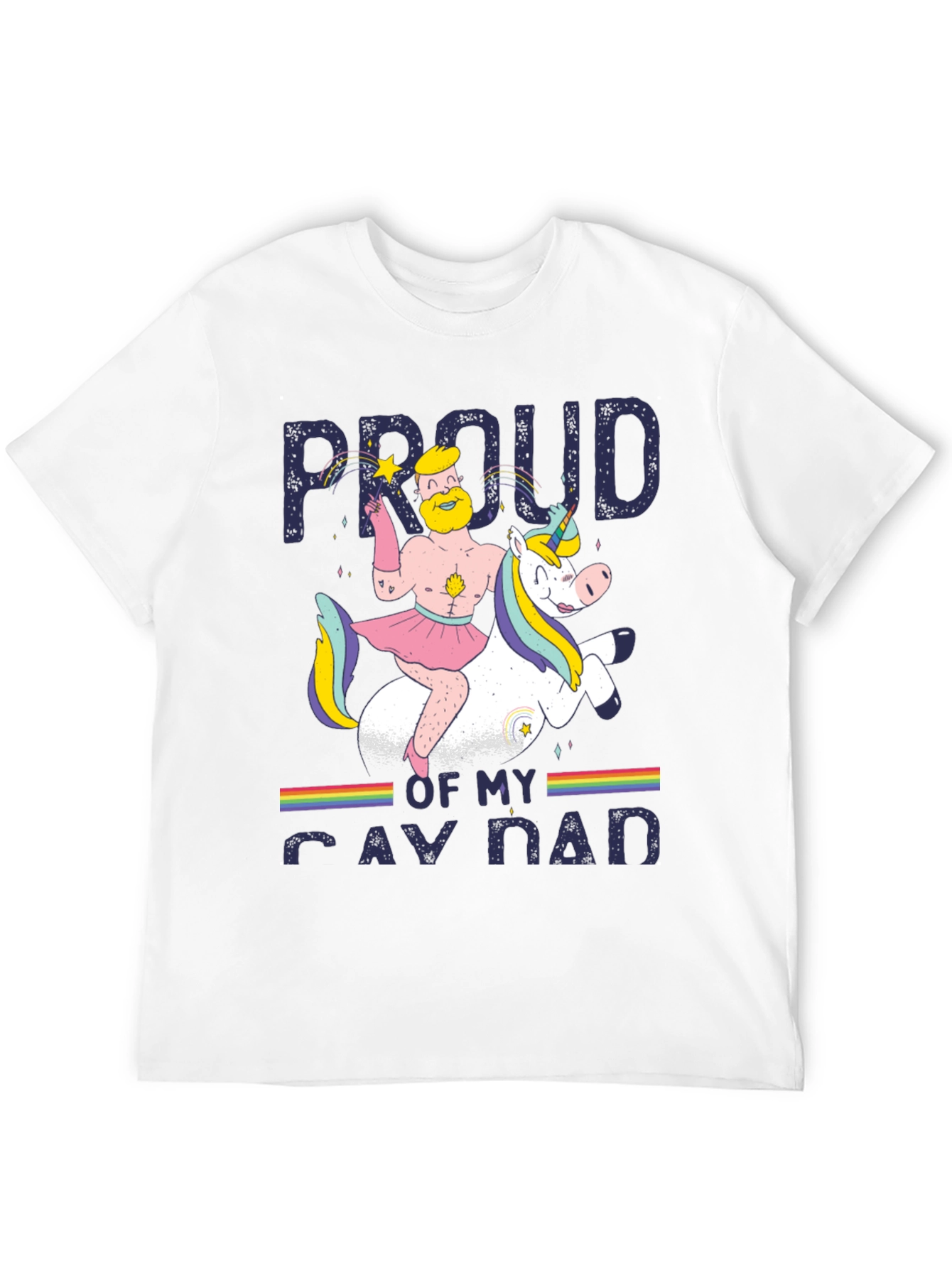 Black Proud Gay Dad T-Shirt - Rainbow Unicorn Dad Pride Tee view 12