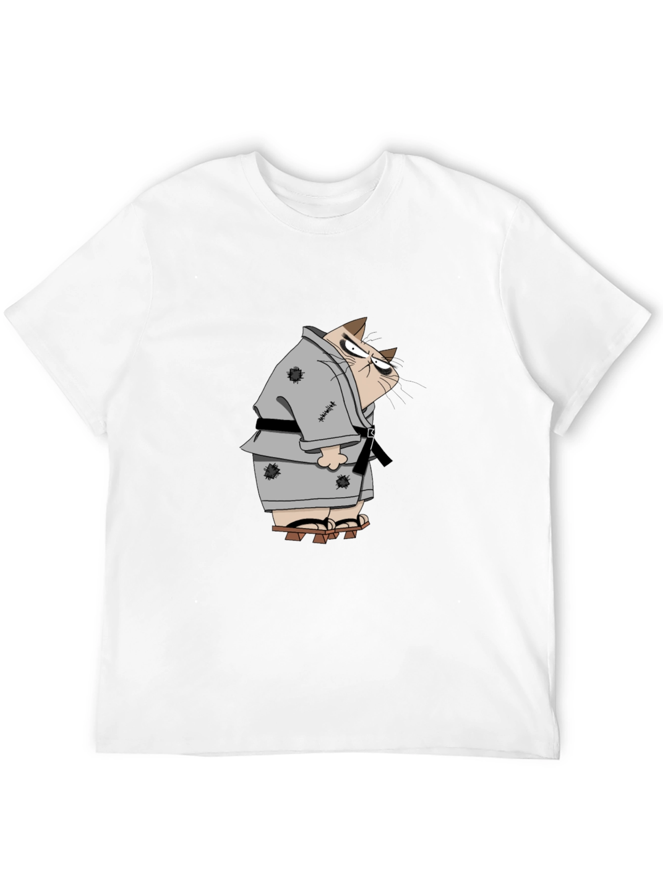 Black Grumpy Karate Cat T-Shirt view 12