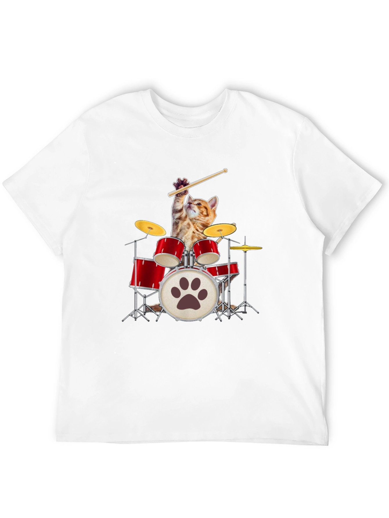 Black Cat Drummer T-Shirt - Rock Out in Style! view 12