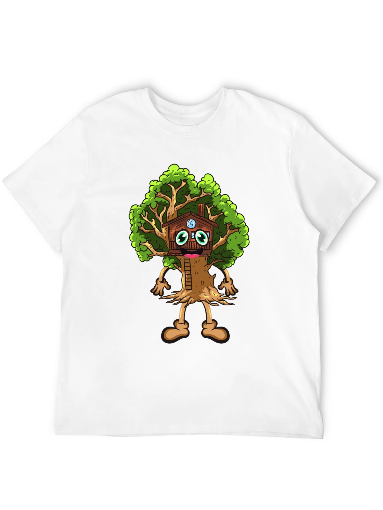 Black Cartoon Tree House T-Shirt - Unique Graphic Tee view 12