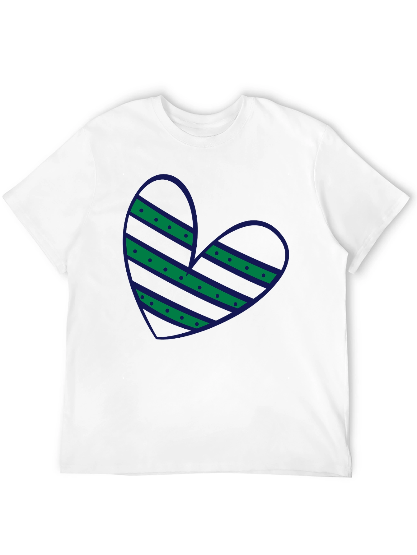 Black Striped Heart Graphic Tee - Casual Black T-Shirt view 12