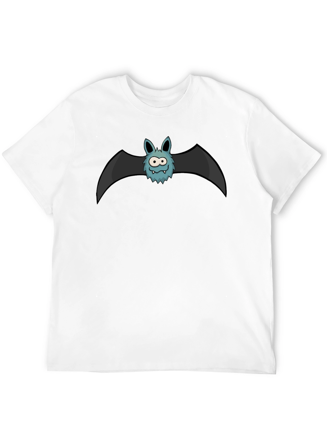 Black Cartoon Bat Graphic Tee - Black Cotton Shirt view 12